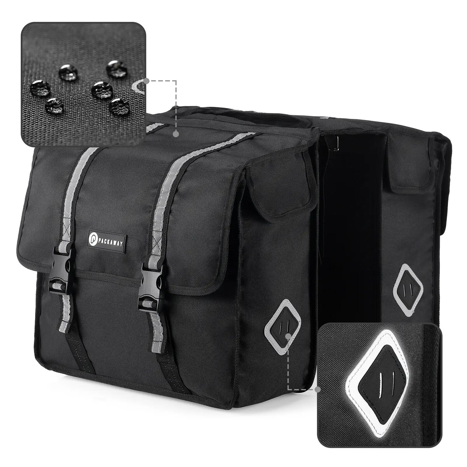 Fietstas Toerfietsen Dubbel 36L Waterdicht Reflecterend Afneembaar Zwart 3/7