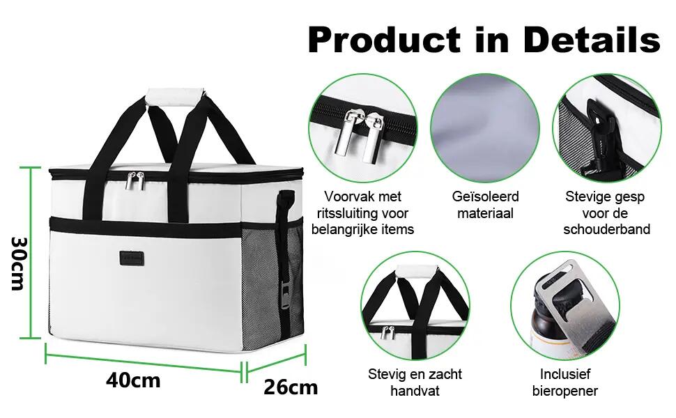 Koelbox Kamperen Fold 30L Opvouwbaar Incl. 4 Koelelementen Wit 6/7