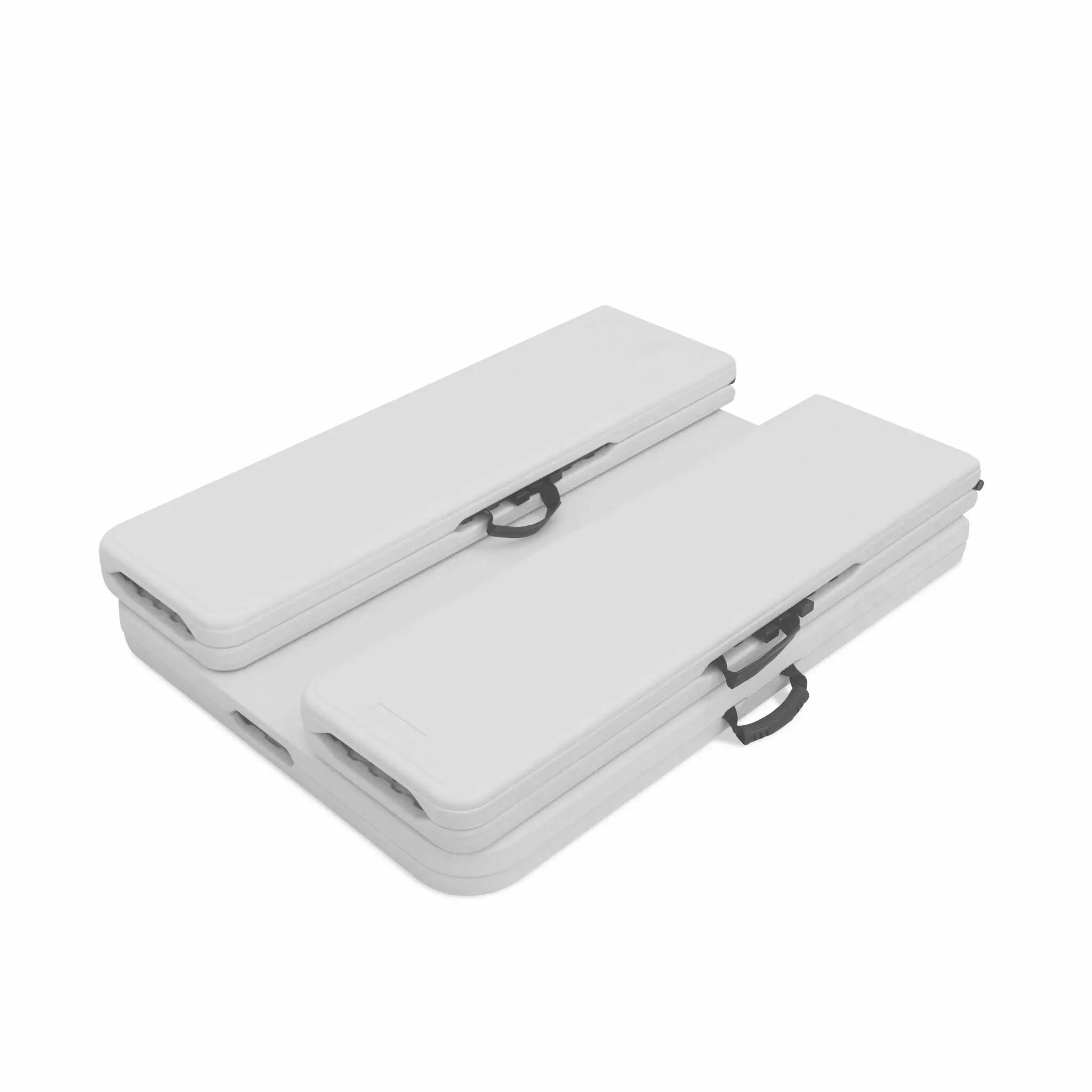 Mesa de receção dobrável em plástico e banco, Branco 9/11