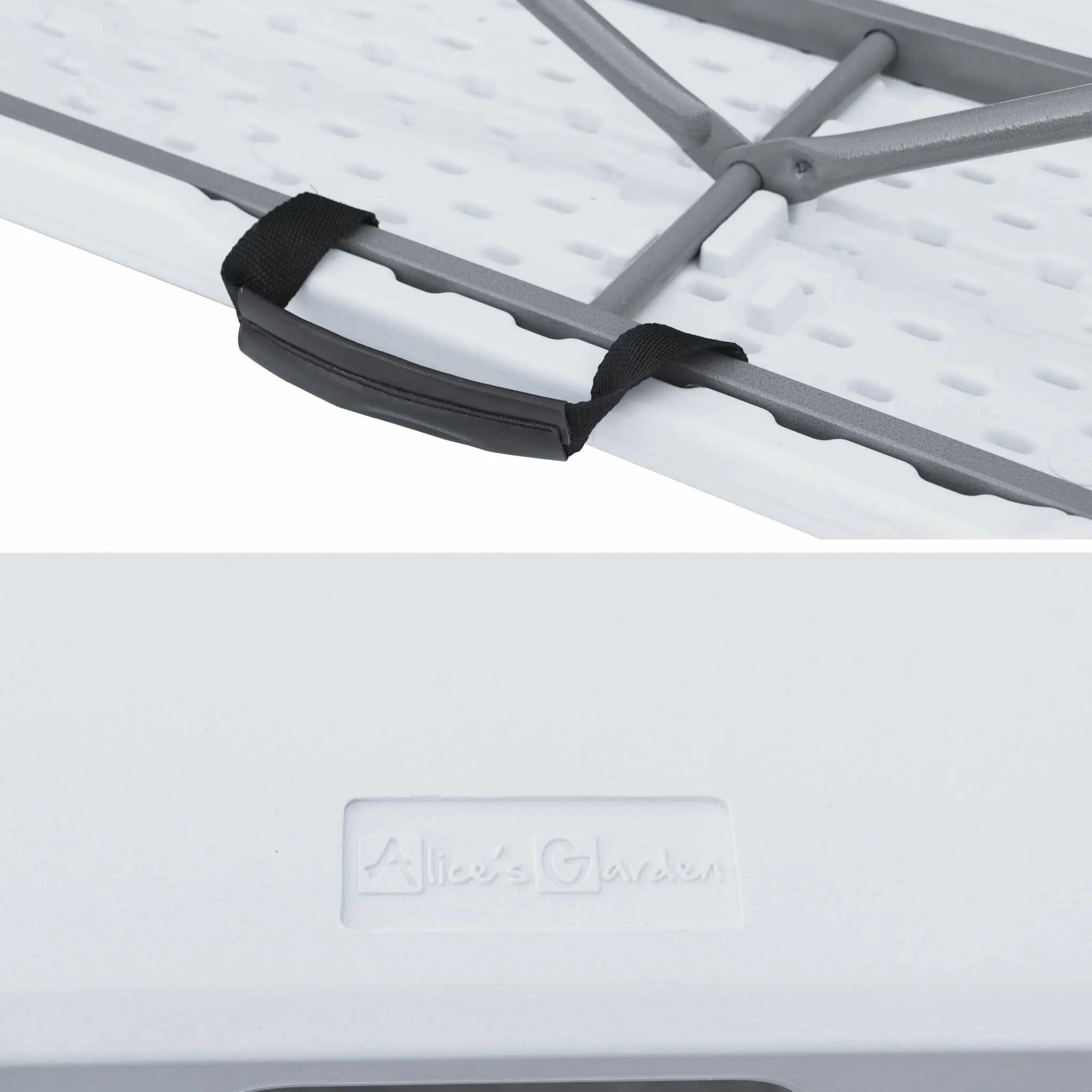 Mesa de receção dobrável em plástico e banco, Branco 10/11