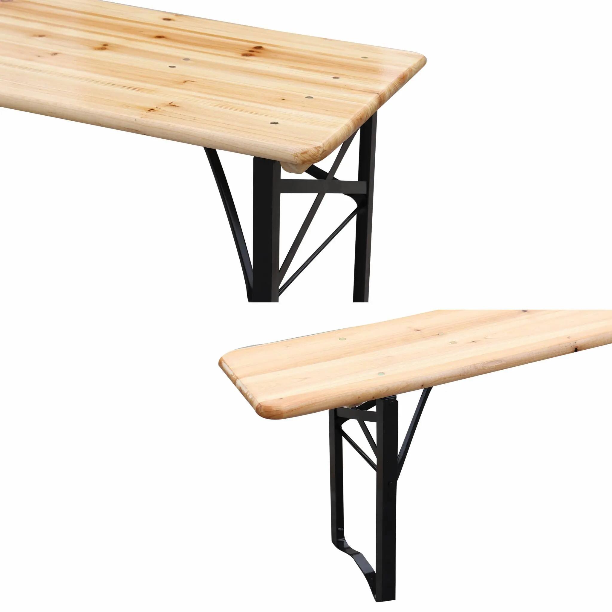 Table en bois 180cm avec 2 bancs pliable, 6 places | sweeek 9/11