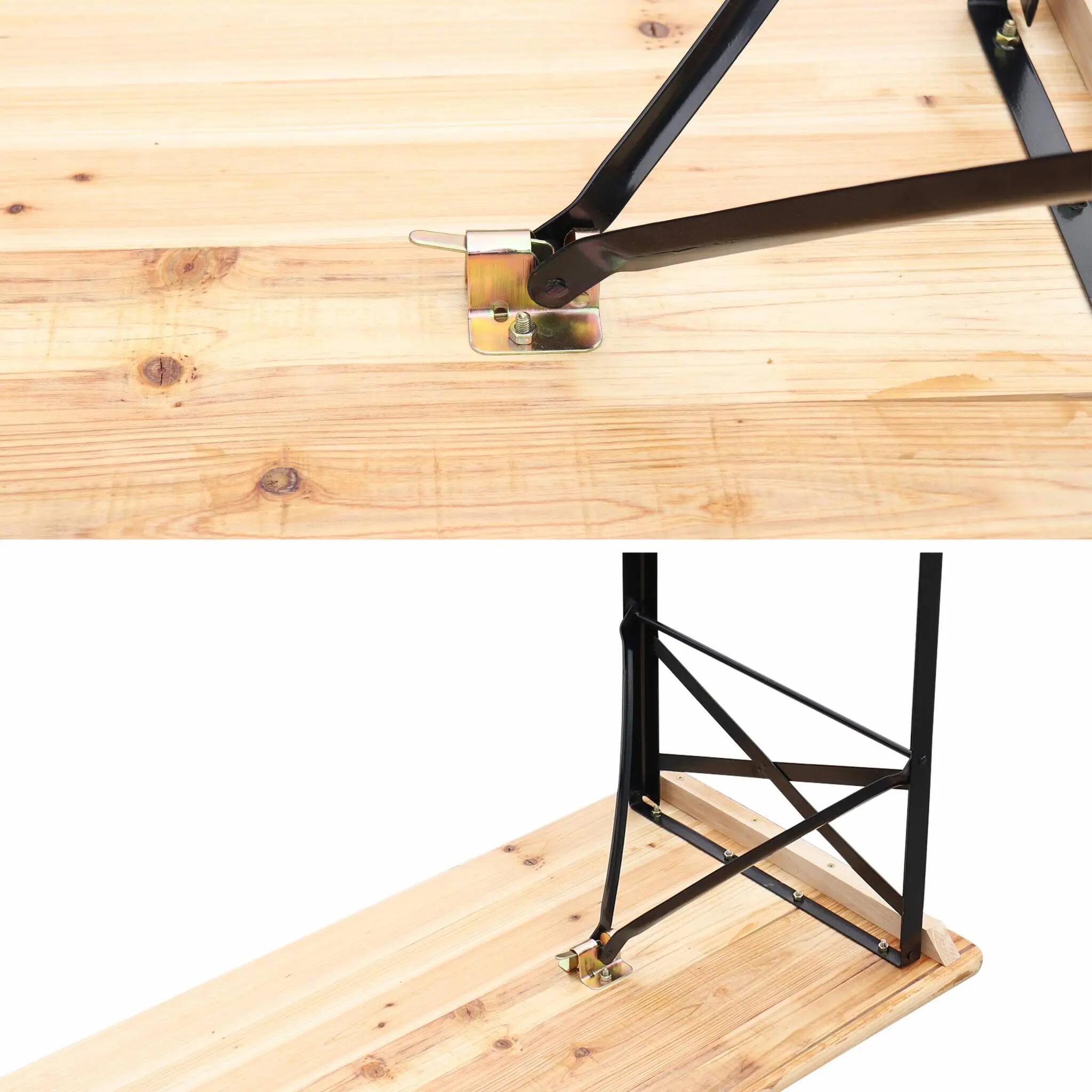 Table en bois 180cm avec 2 bancs pliable, 6 places | sweeek 11/11