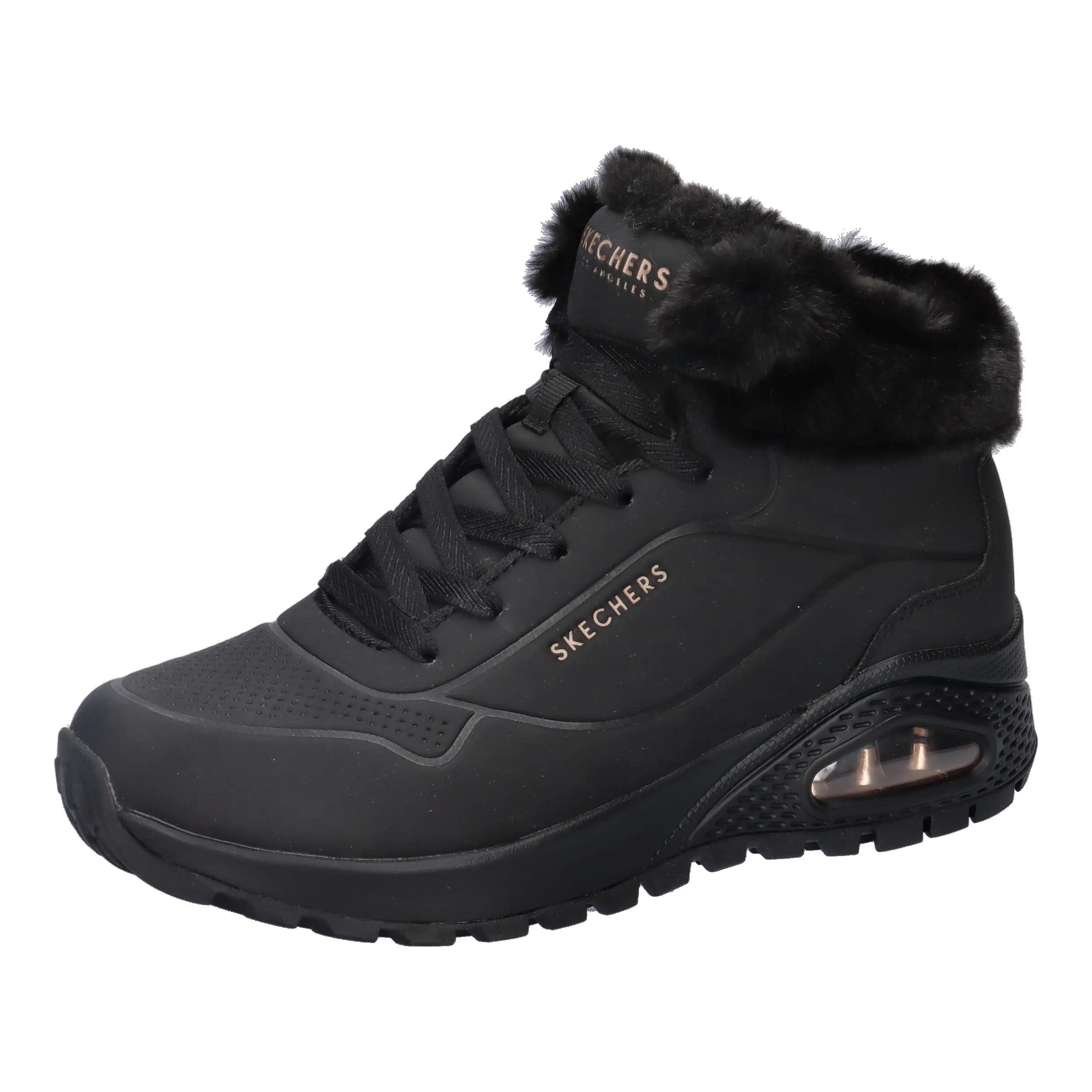 Platte Enkellaarzen Dames Skechers Uno Rugged-arctic Avenue Zwart 1/14