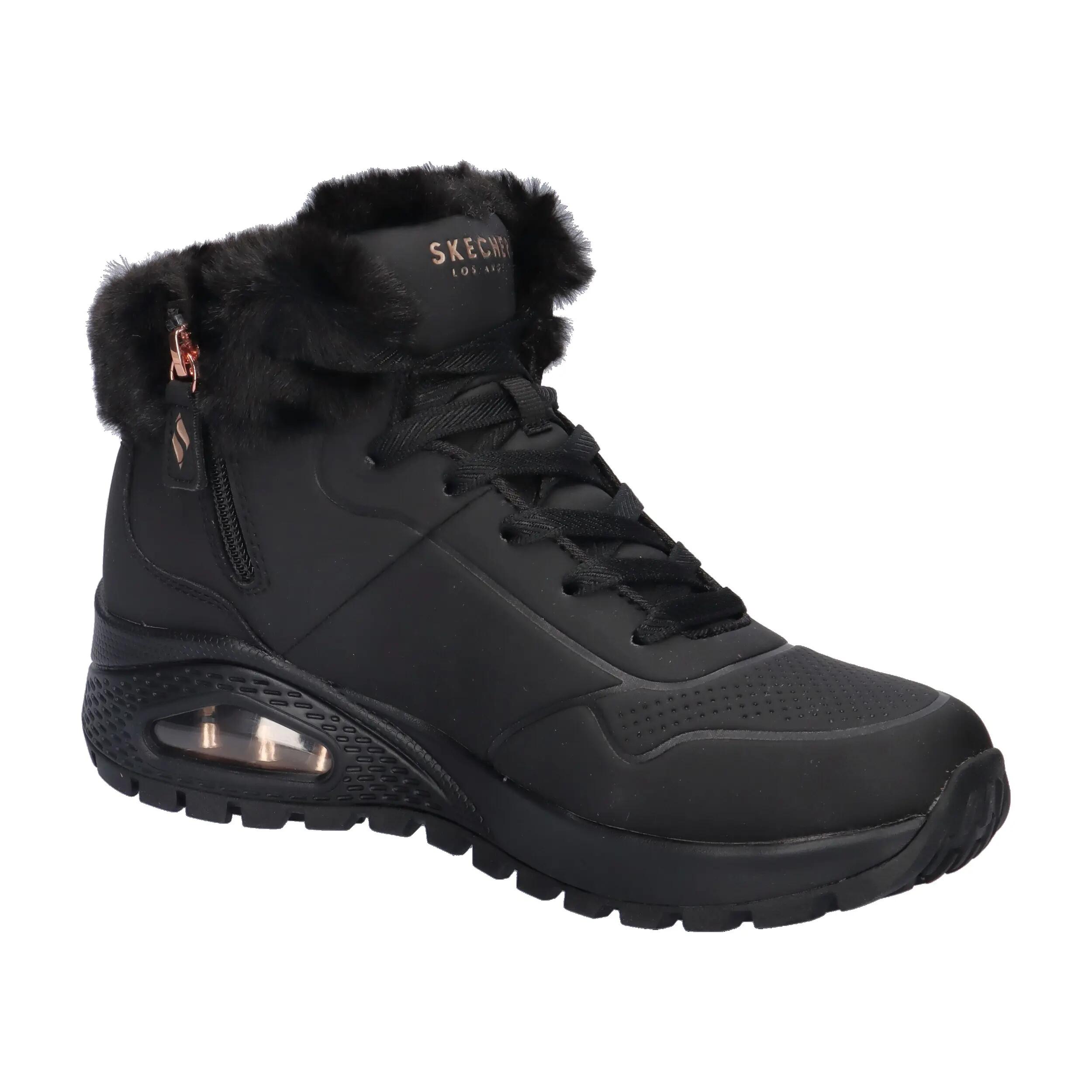 Platte Enkellaarzen Dames Skechers Uno Rugged-arctic Avenue Zwart 8/14