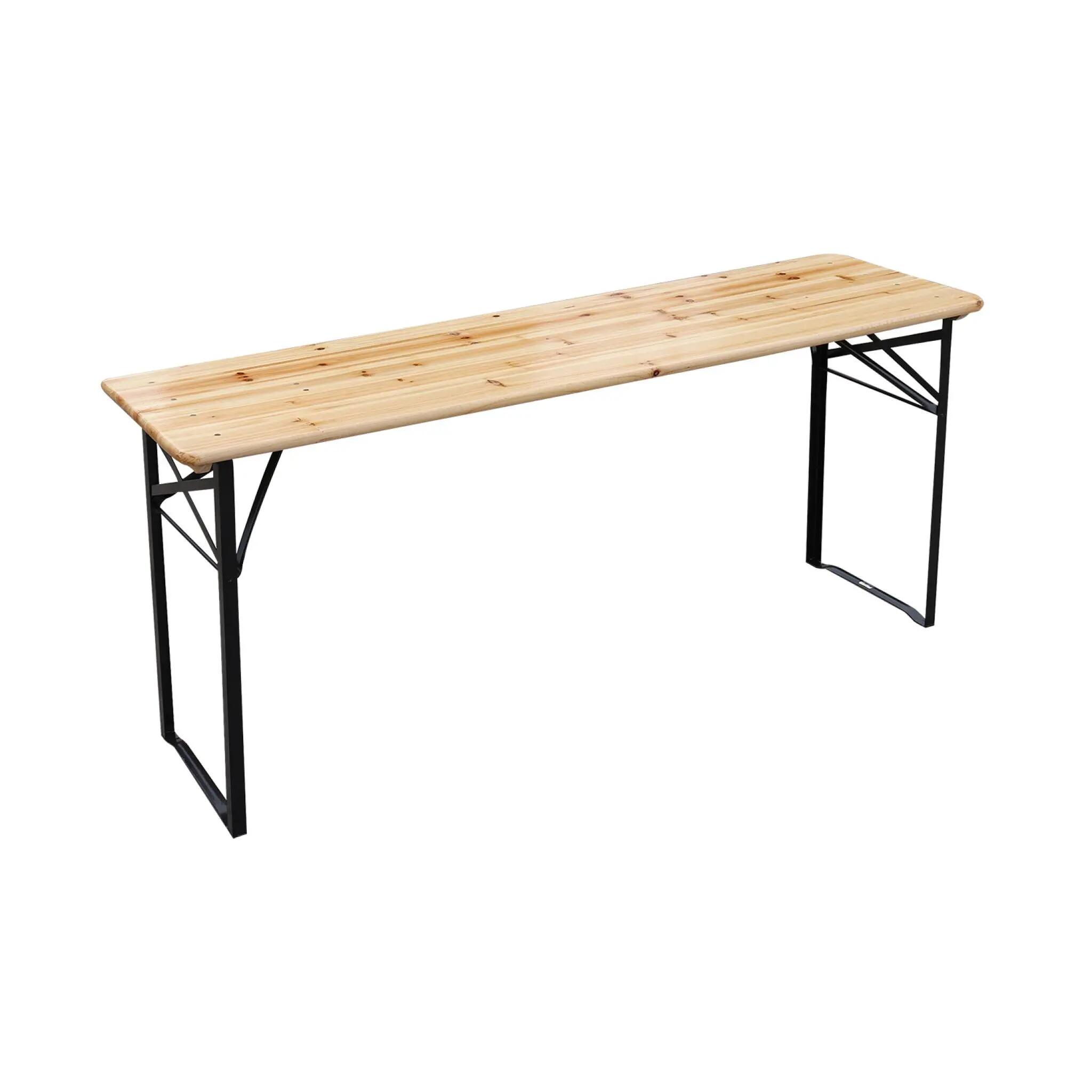 Lot de 2 tables de réception pliantes bois de sapin 2 bancs naturel | sweeek 7/10