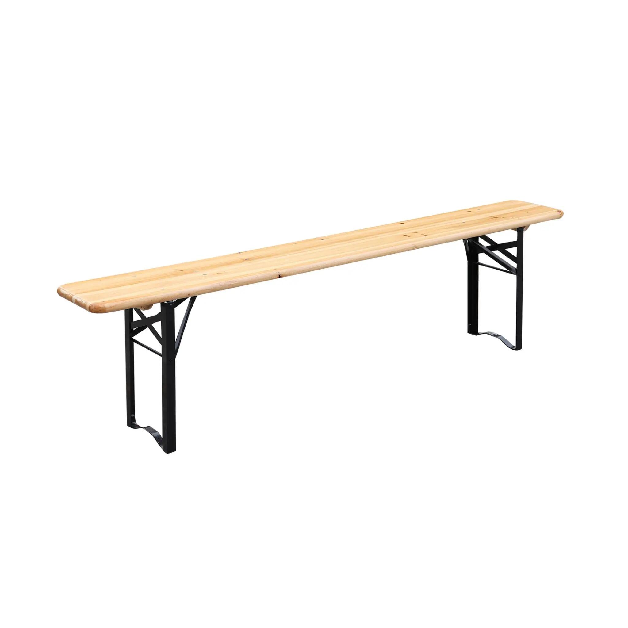 Lot de 2 tables de réception pliantes bois de sapin 2 bancs naturel | sweeek 6/10