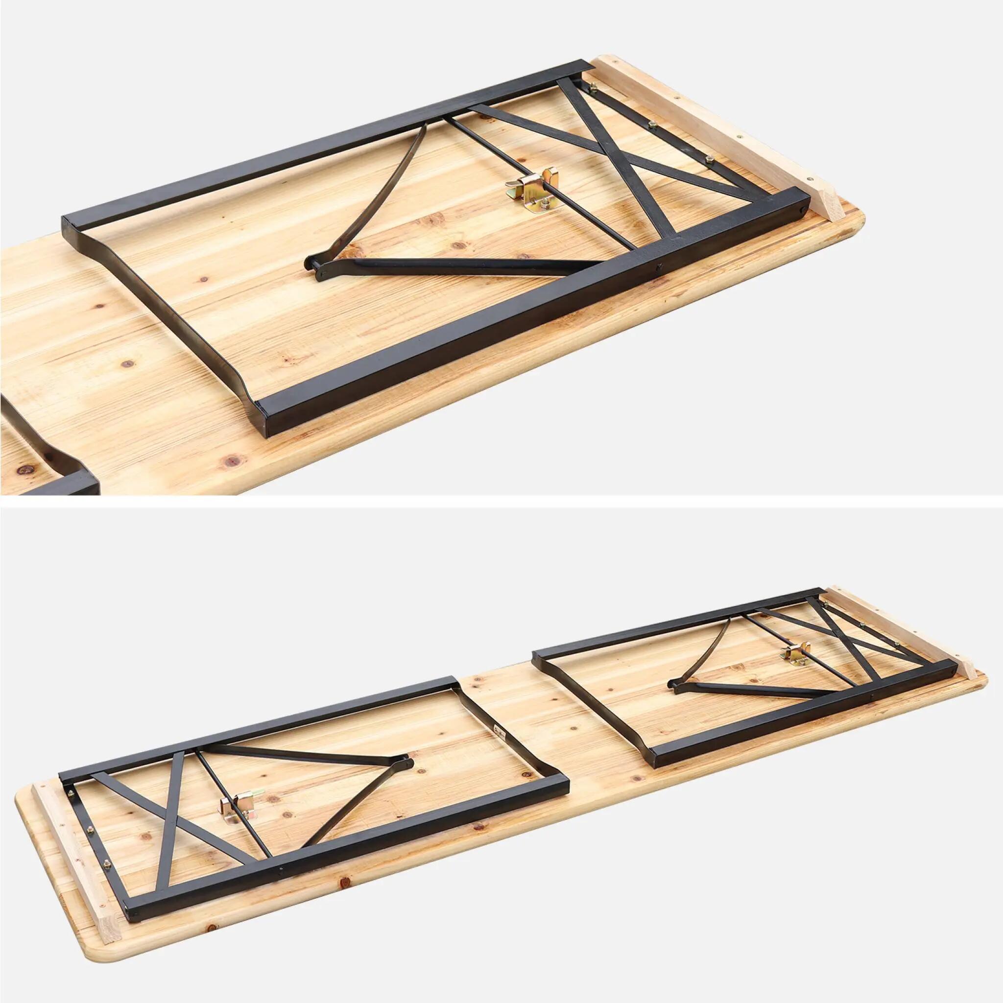 Lot de 2 tables de réception pliantes bois de sapin 2 bancs naturel | sweeek 10/10