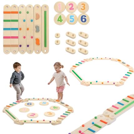 Chemin d’équilibre en bois pour enfants avec chiffres