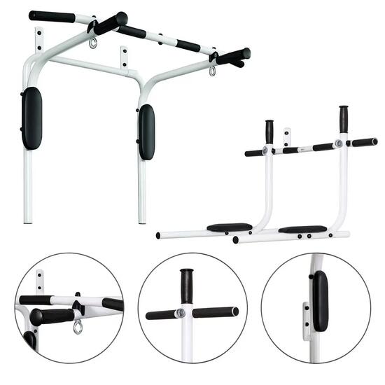 3-in-1 Wand-Klimmzugstange Weiß – Mit Handlauf