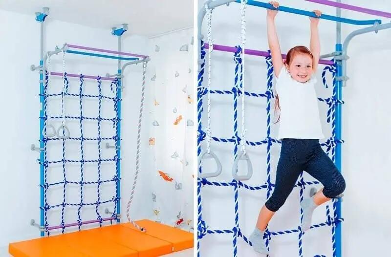 Siatka do wspinaczki dla dzieci z drążkiem i akcesoriami Wallbarz Nets 4/7