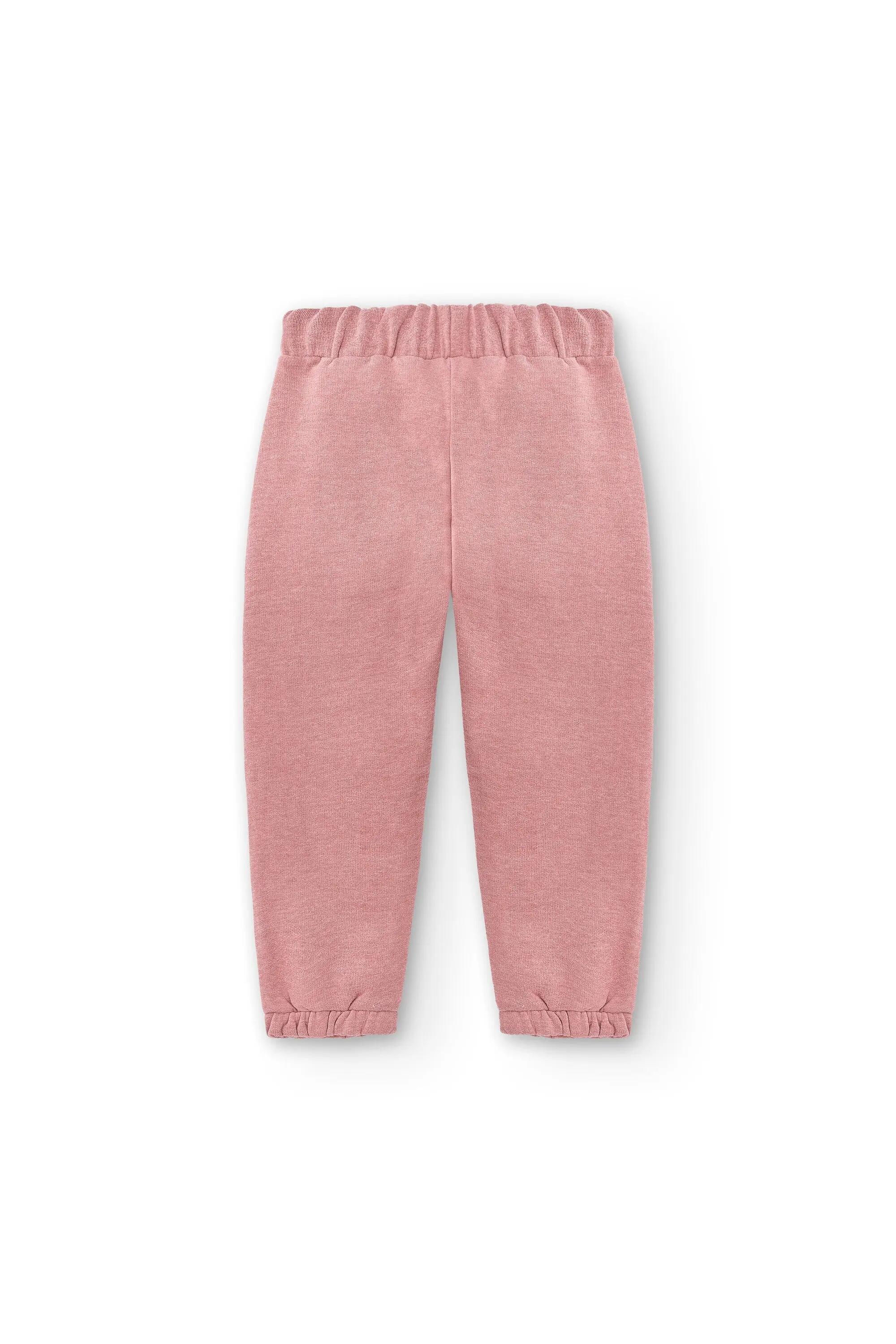 Jogger de niña rosa | Felpa suave con puños 4/5