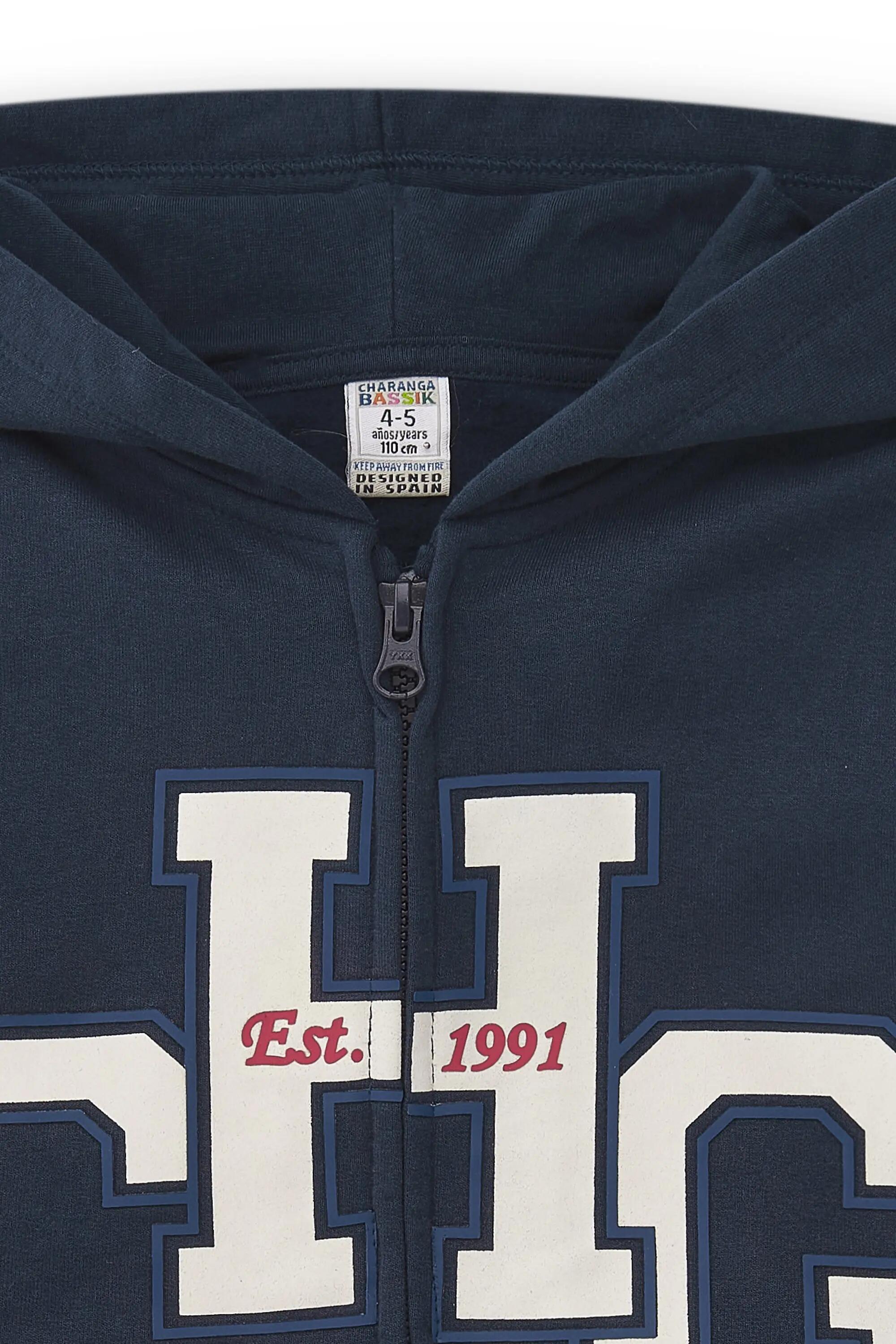Sudadera con capucha niño azul marino con cremallera CHG 4/5