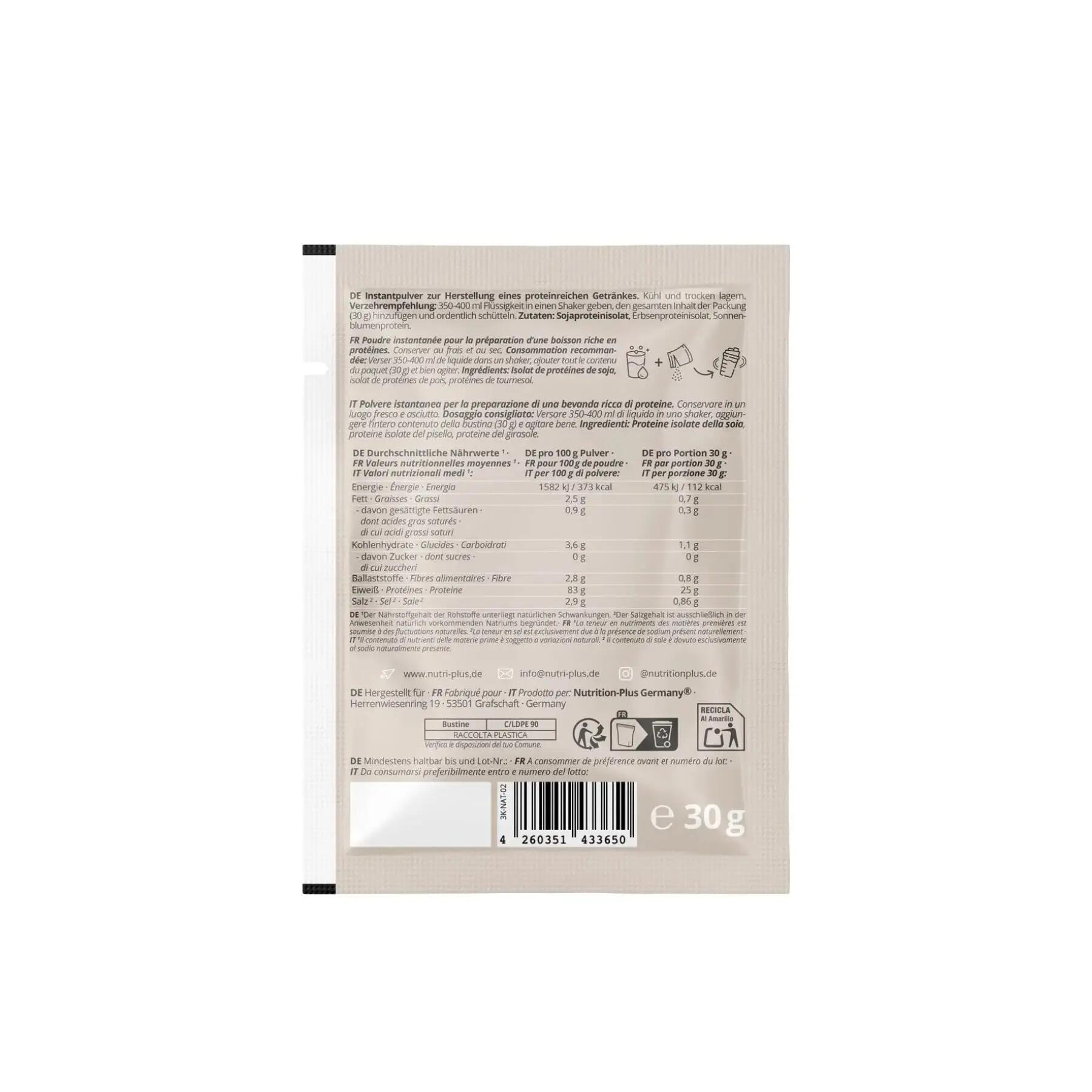 Nutri+ Vegan 3K Protein sample pack - 30 g trial sachet - Neutral flavour 3/3