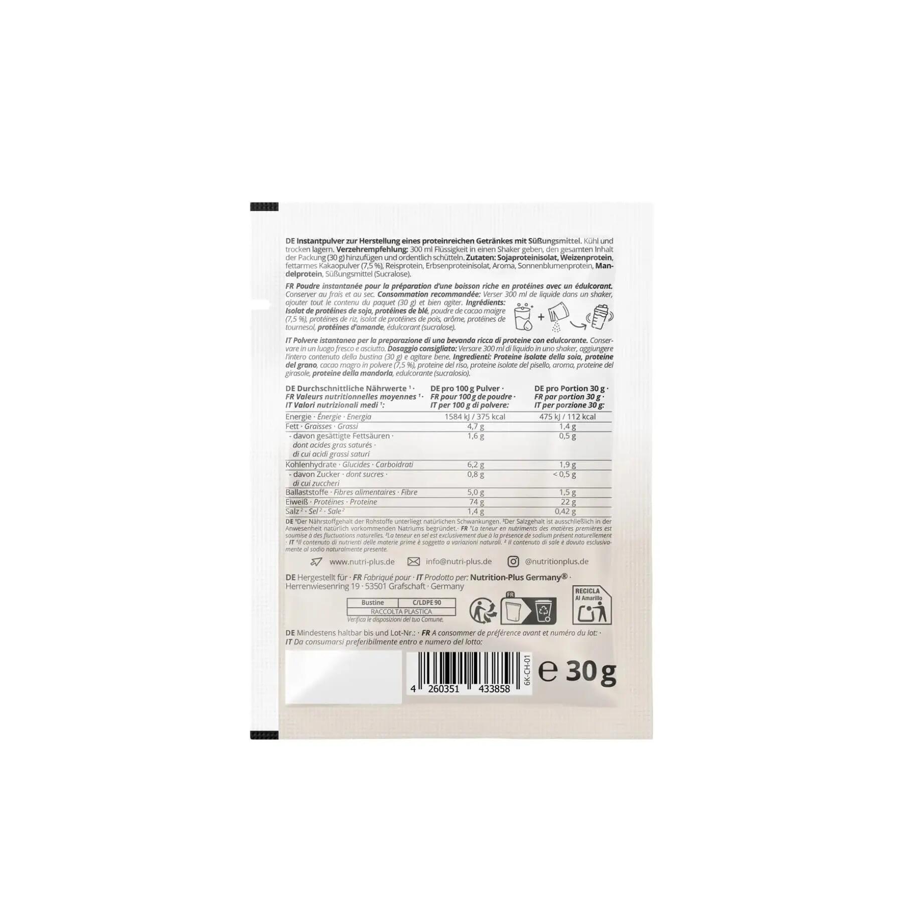 NUTRI+ Vegan 6K Protein Sample 30 g - Chocolate 3/3