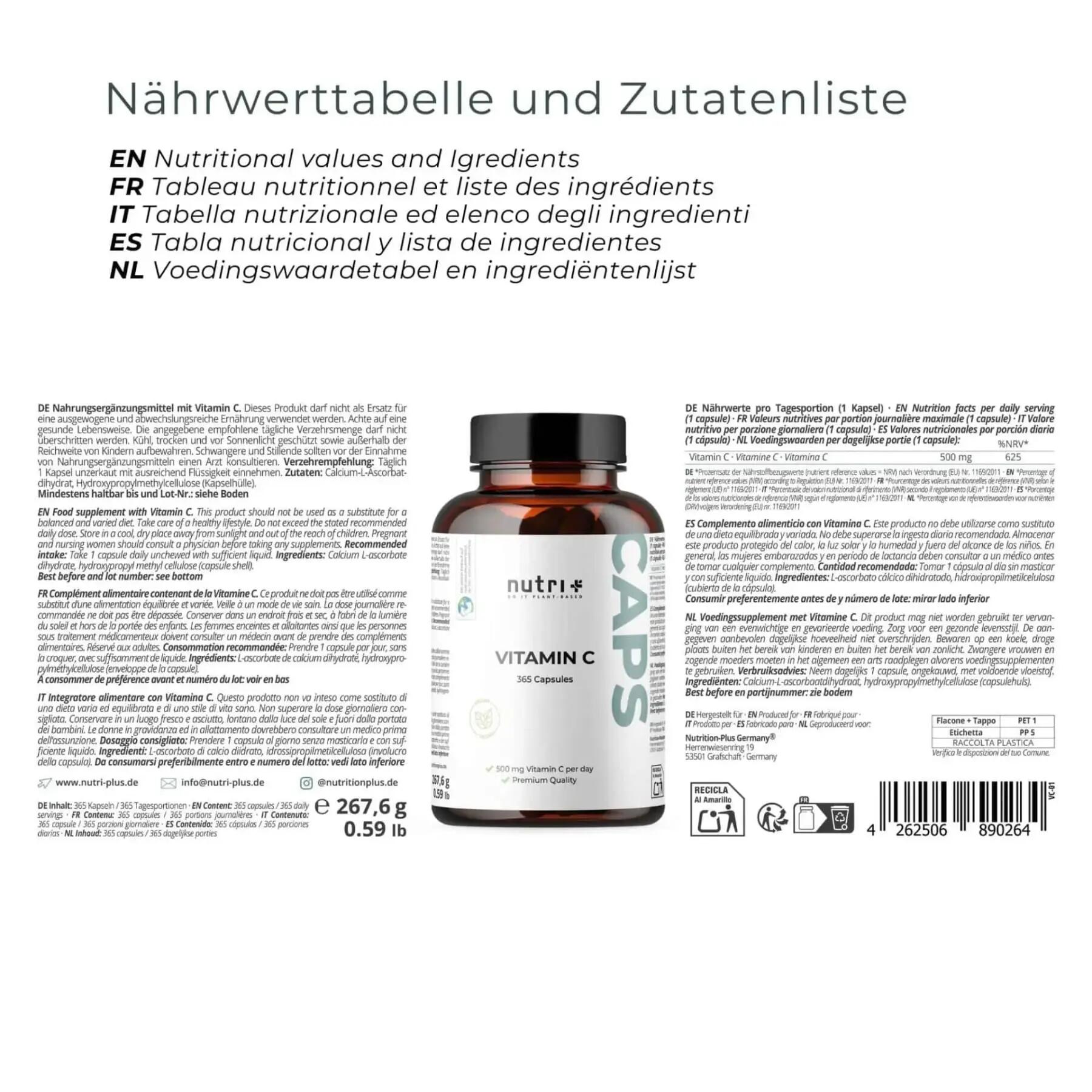 Nutri+ Vitamin C 500 mg - 365 capsules 3/4