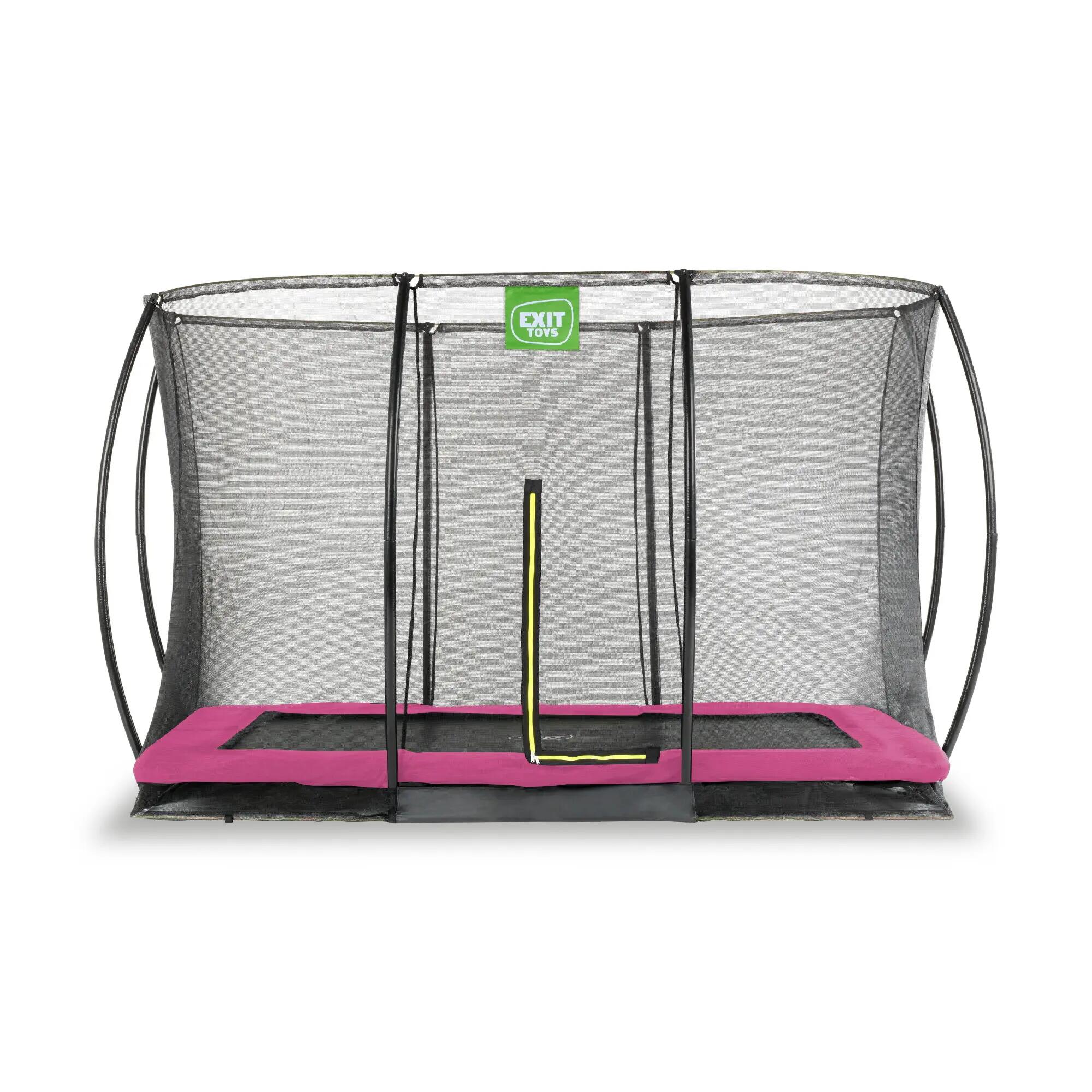 Trampoline inground kinderen Silhouette 214x305cm met veiligheidsnet roze 1/7