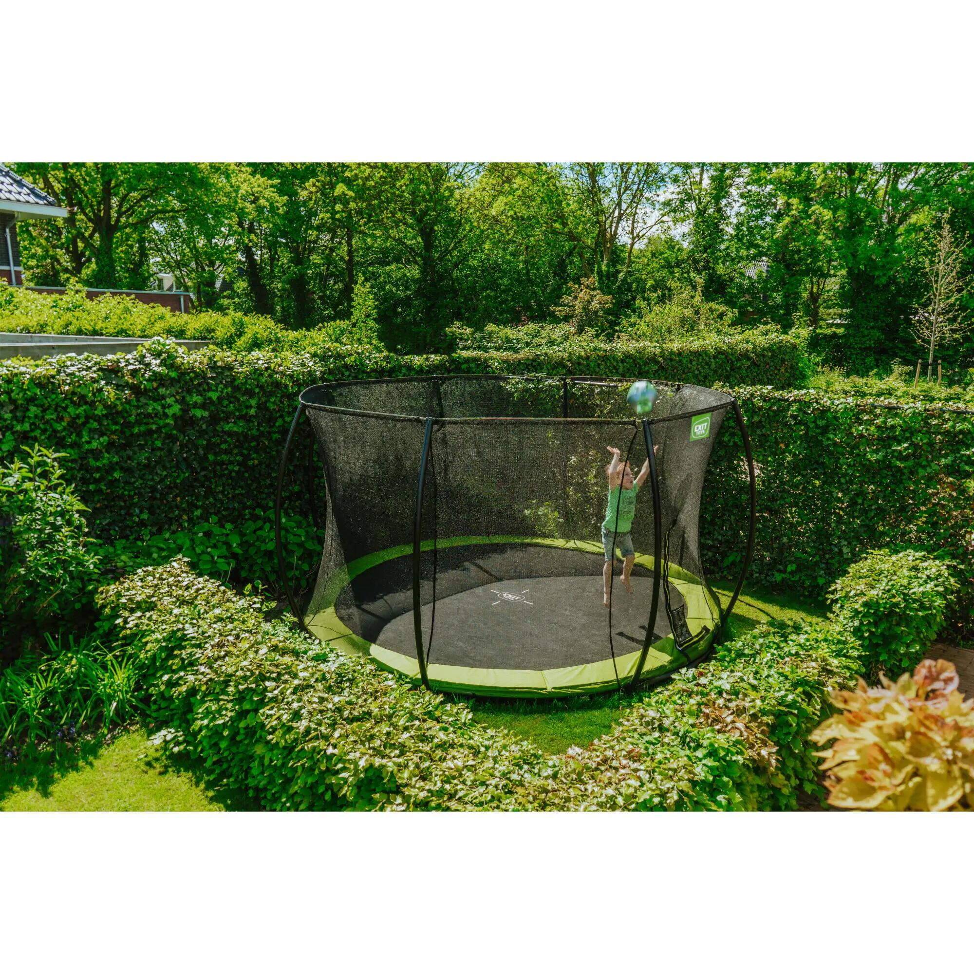 Trampolin Inground Kinder Silhouette rund ø366cm mit Sicherheitsnetz grün 7/7