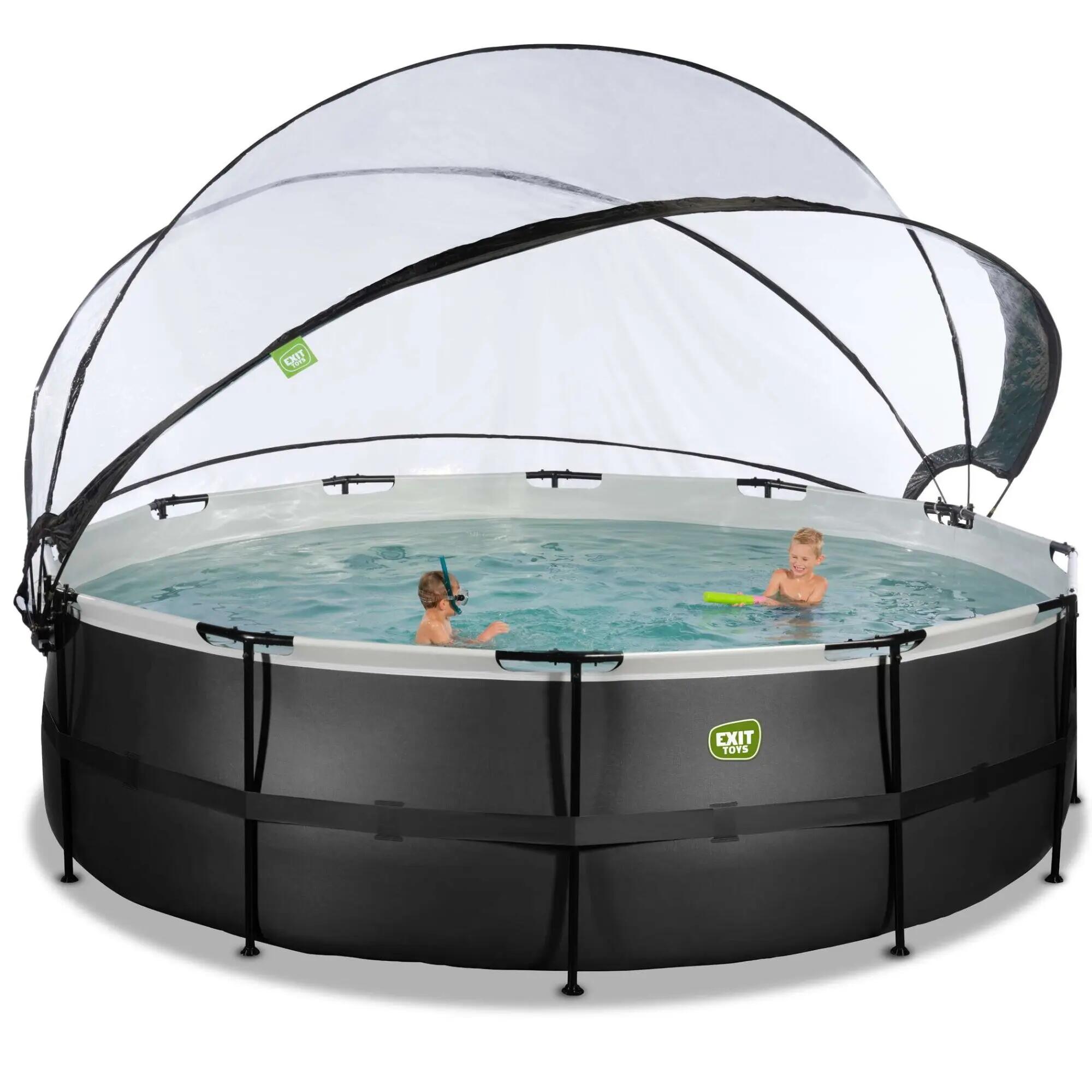 Piscina ø488x122cm con cúpula y bomba de filtrado de arena y 6/7