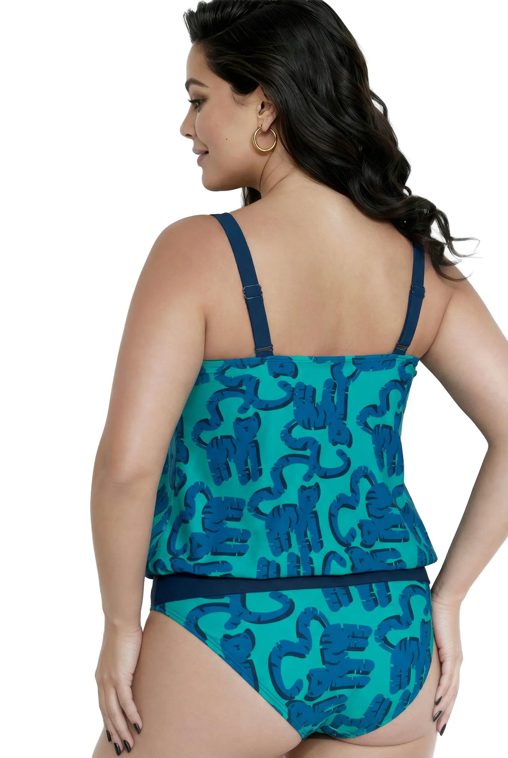 Dames Tankini katten zachte cups elastische zoom verstelbare schouderbandjes 4/13