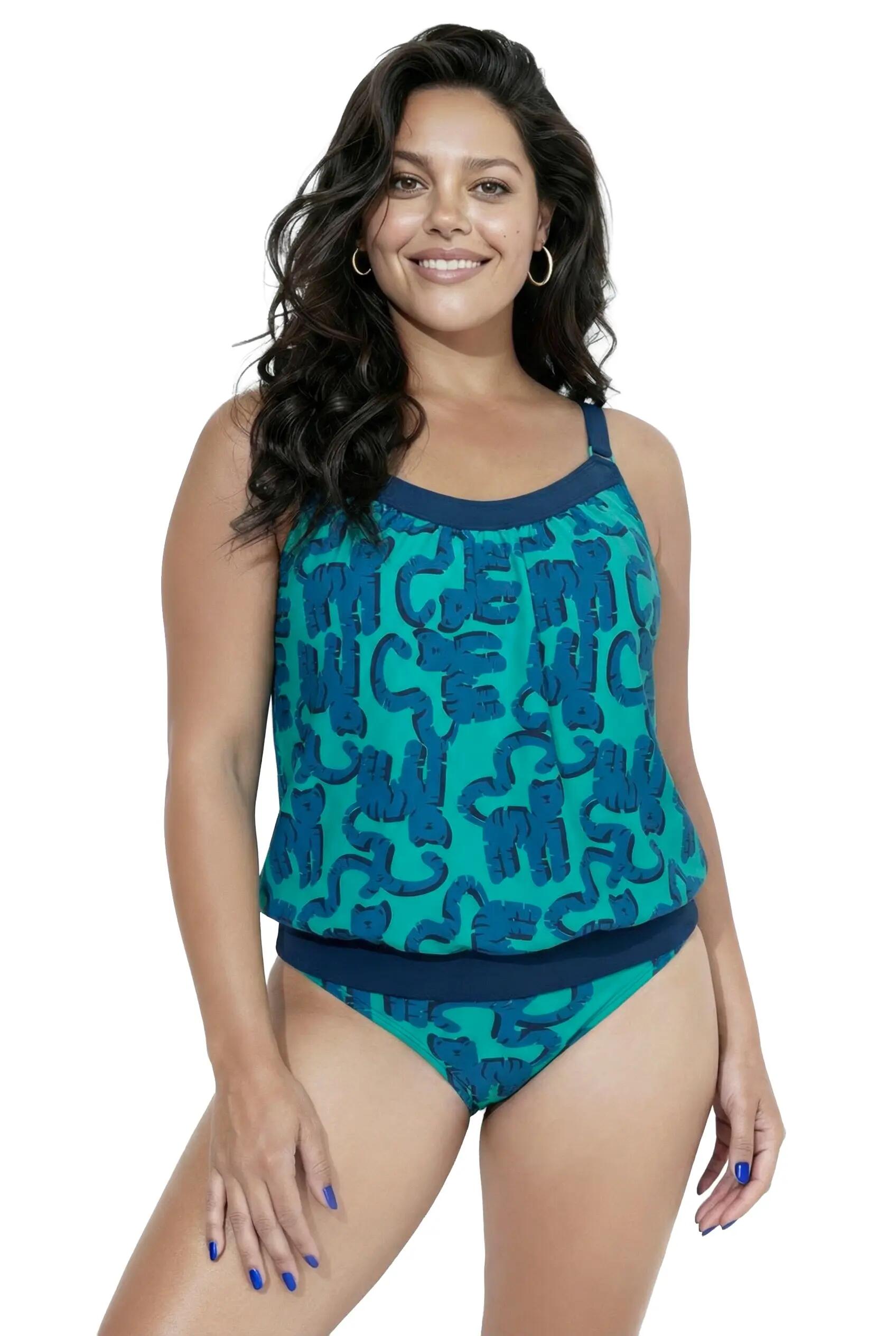 Dames Tankini katten zachte cups elastische zoom verstelbare schouderbandjes 3/13