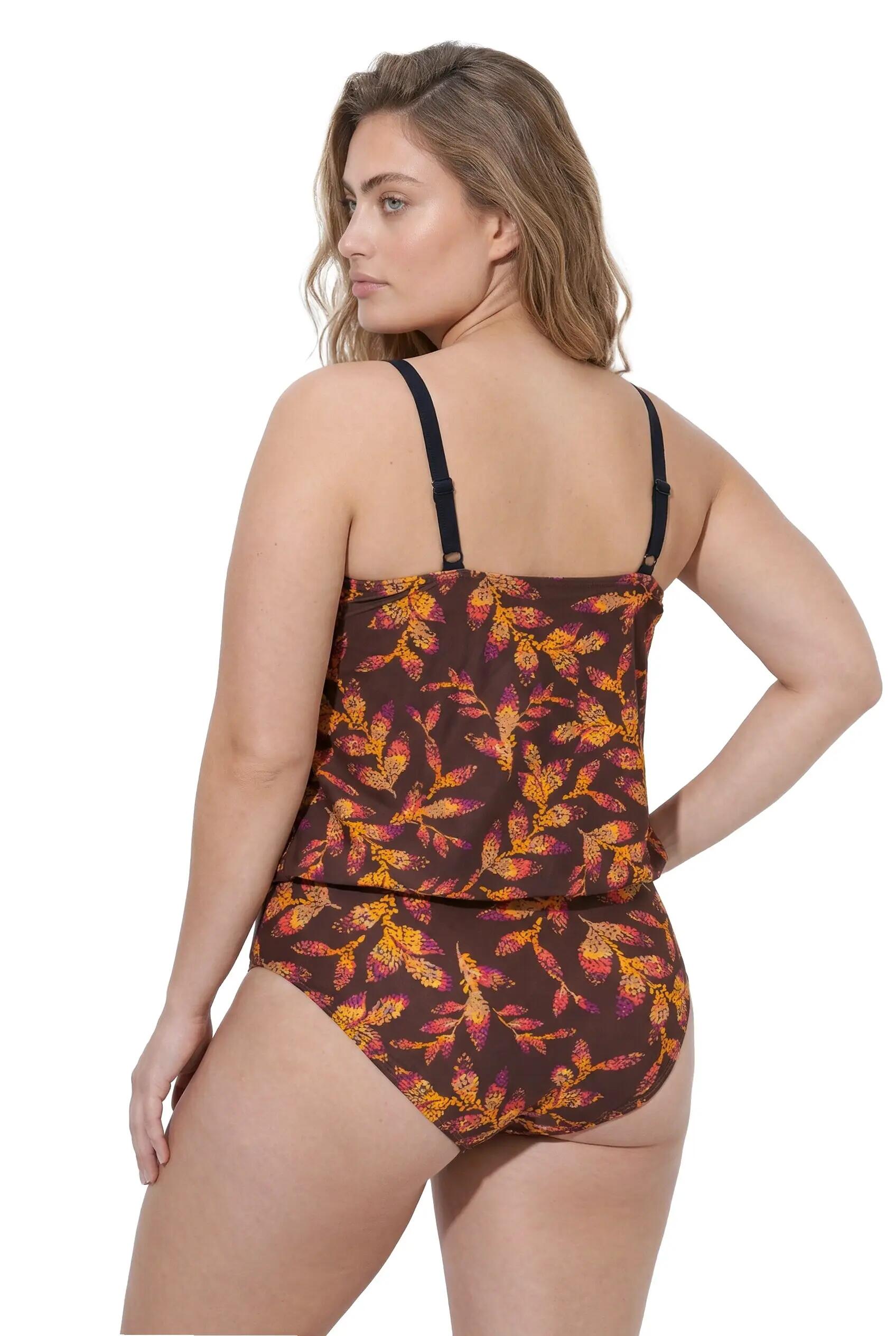 Femme Tankini motif feuilles bonnets souples et bretelles réglables 5/13