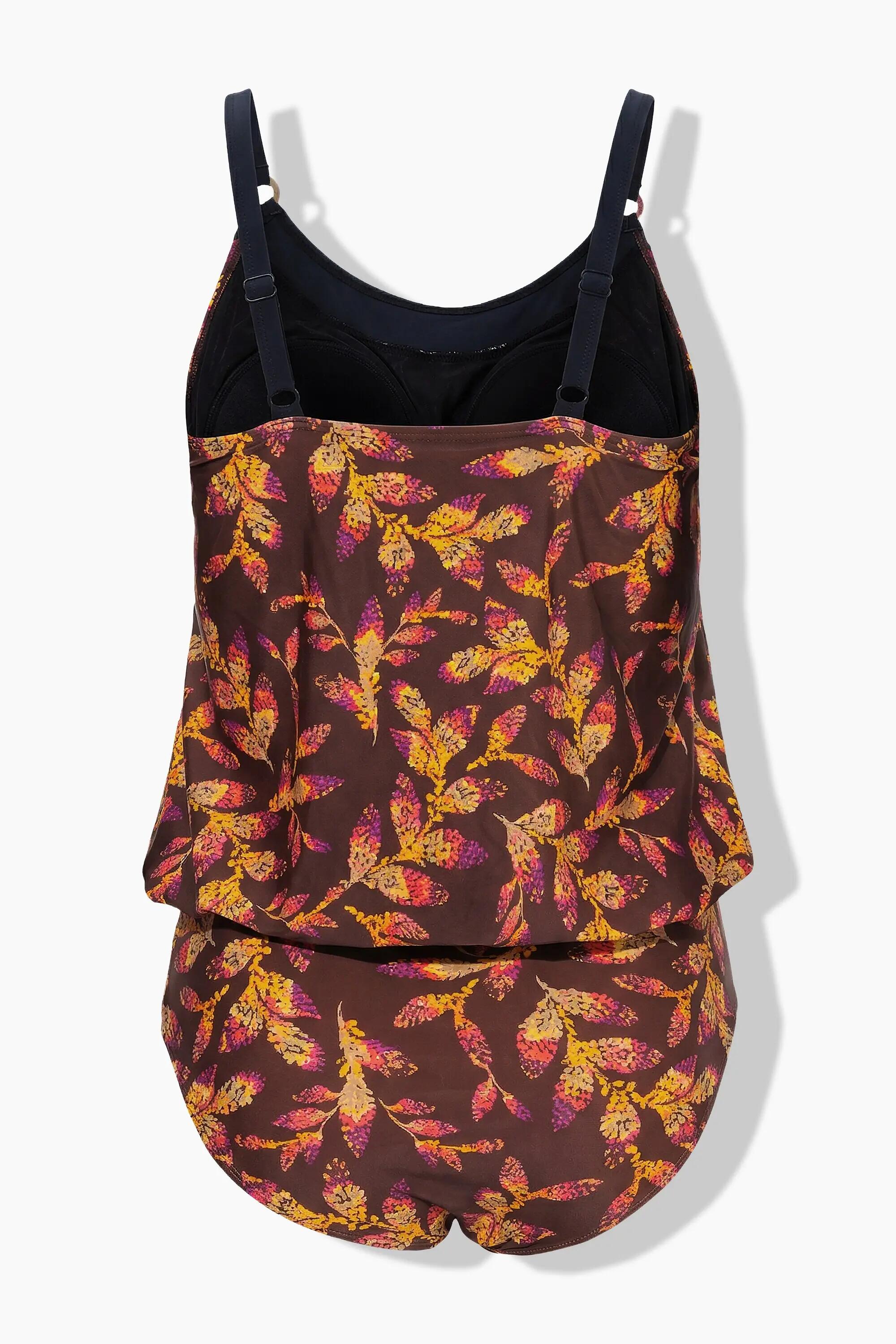 Femme Tankini motif feuilles bonnets souples et bretelles réglables 4/13