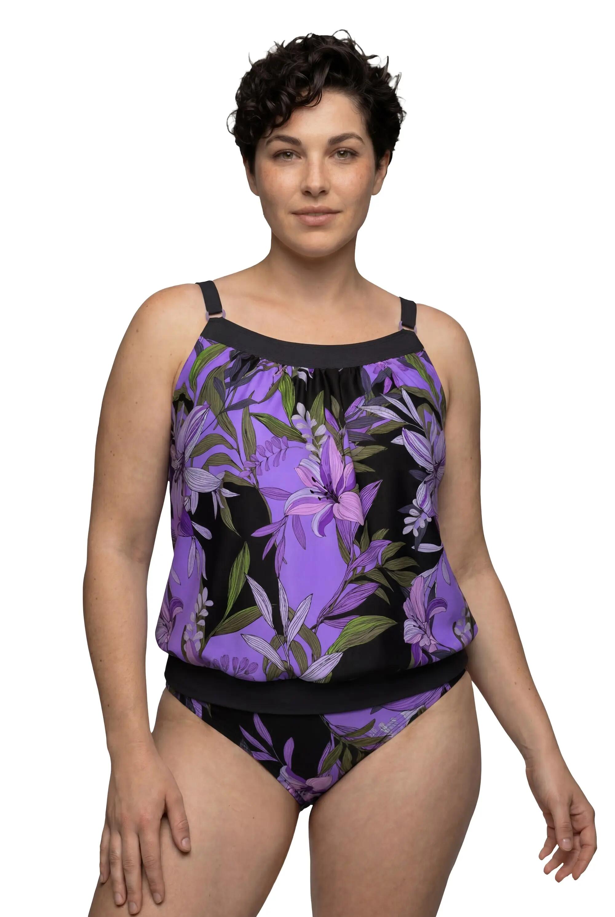 Dames Tankini lelies zachte cups elastische zoom verstelbare bandjes 2/13