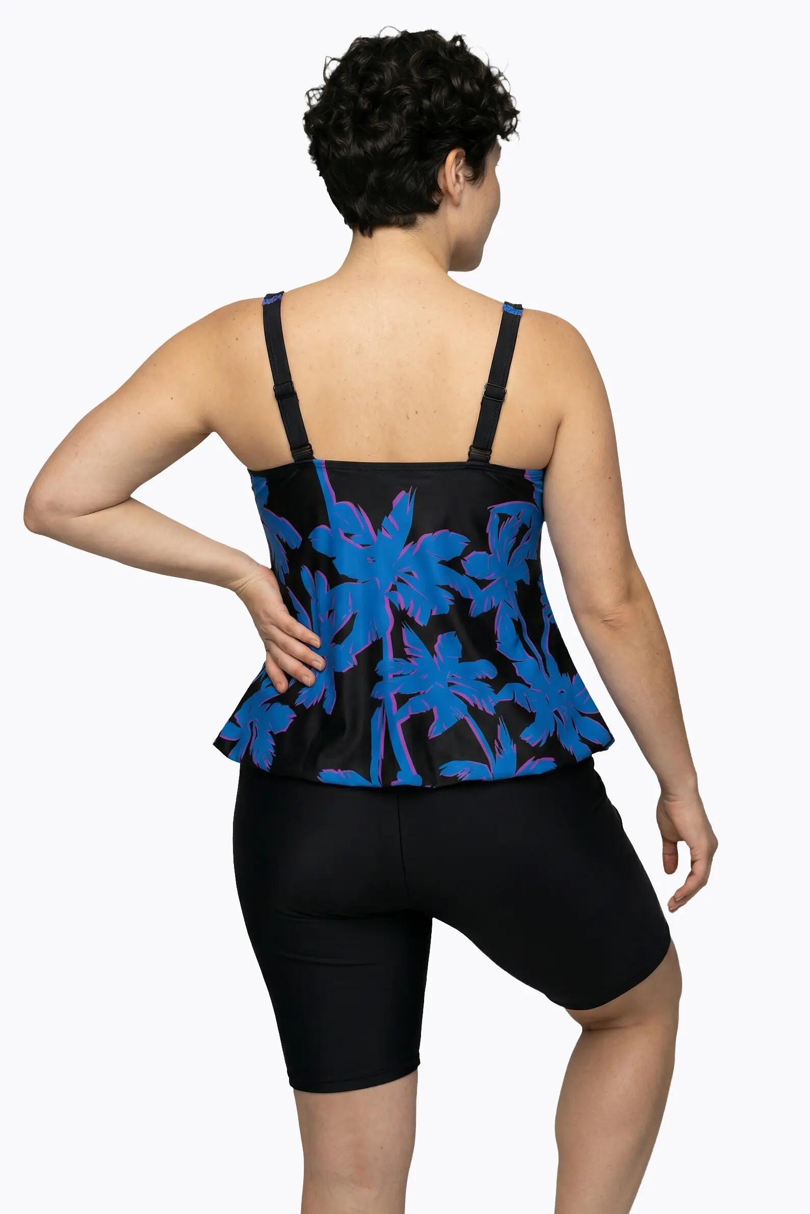 Femme Tankini avec short motif palmiers bonnets souples et bretelles ajustables 2/13