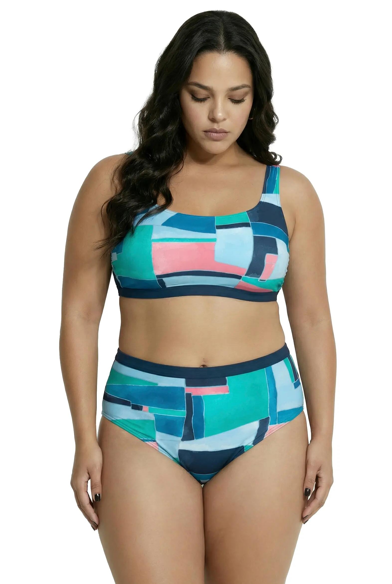 Dames Bikini grafische print zachte cups verstelbare bandjes 3/13