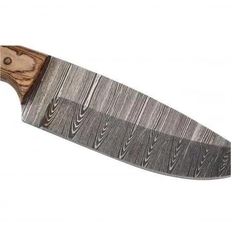 Outdoor-Jagdmesser - Damaststahl - Holzgriff - Lederscheide 2/3