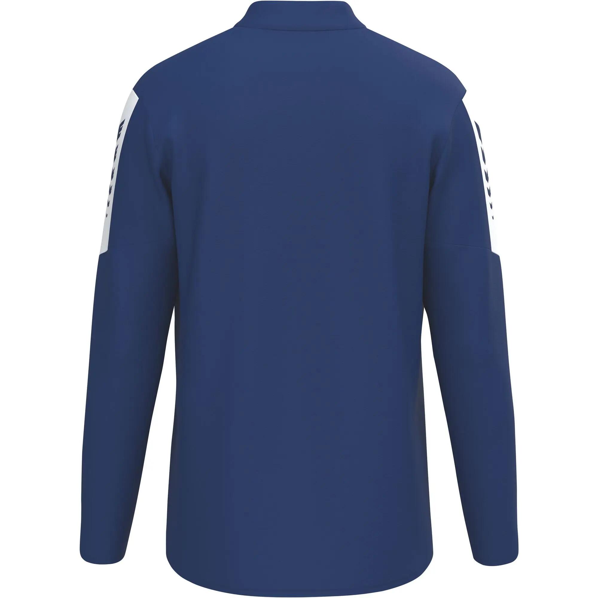 Maglia da allenamento Erima blu con stampa e inserti a contrasto. 4/5