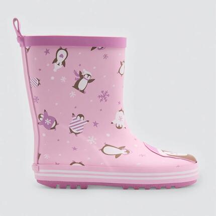 Bottes de pluie fille imprimé pingouins avec doublure
