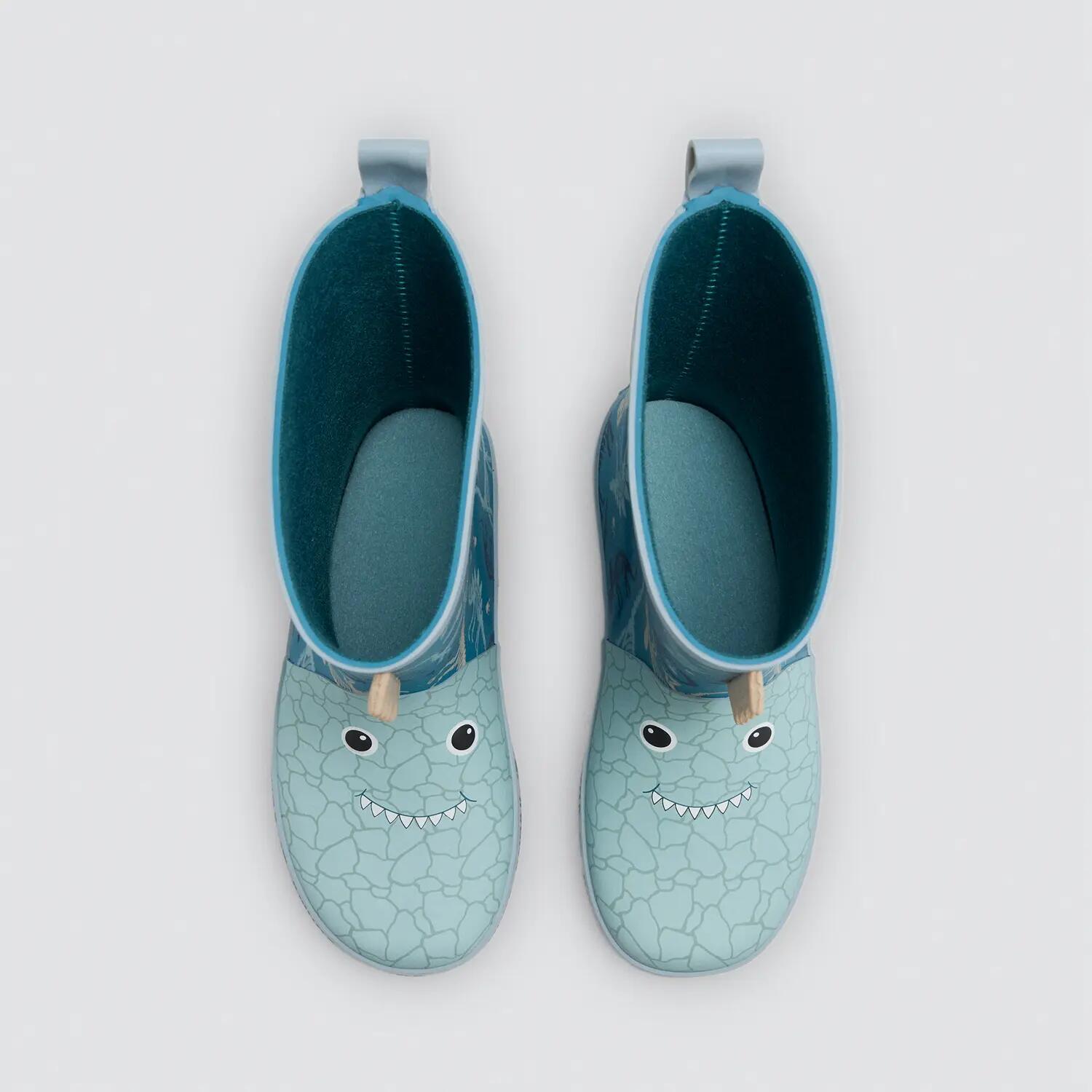 Botas de chuva de menino estampado de monstros com detalhes 3D 3/5