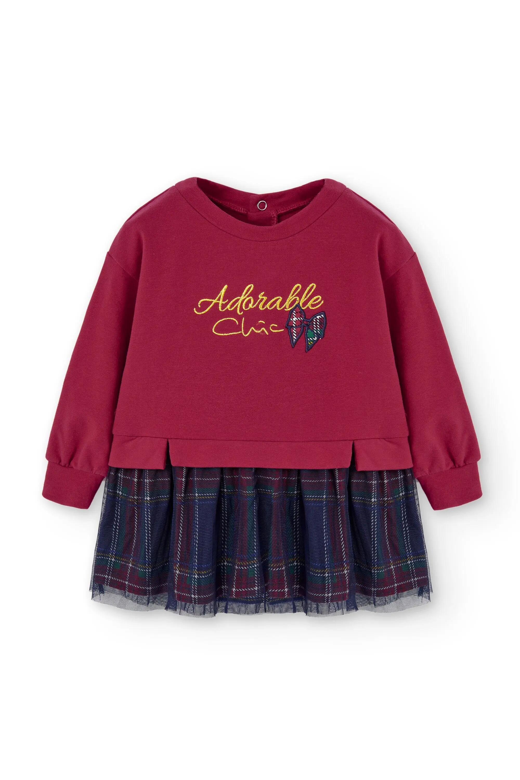 Vestido vermelho de mangas compridas para bebê 2/5