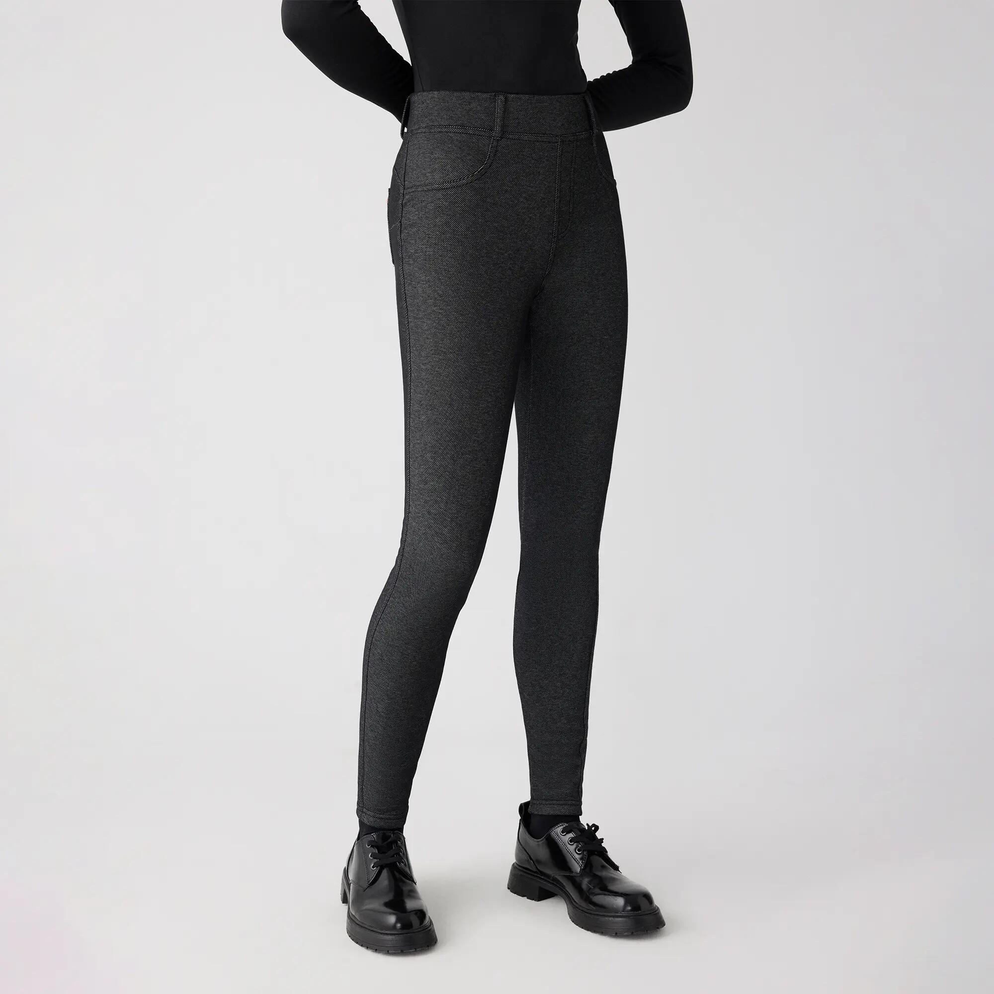TÉRMICO Leggings afelpados efecto vaquero algodón push-up negro 5/6
