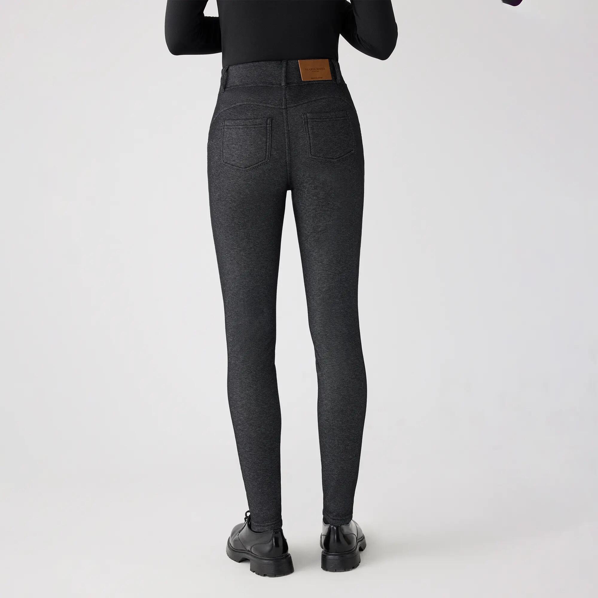 TÉRMICO Leggings afelpados efecto vaquero algodón push-up negro 4/6