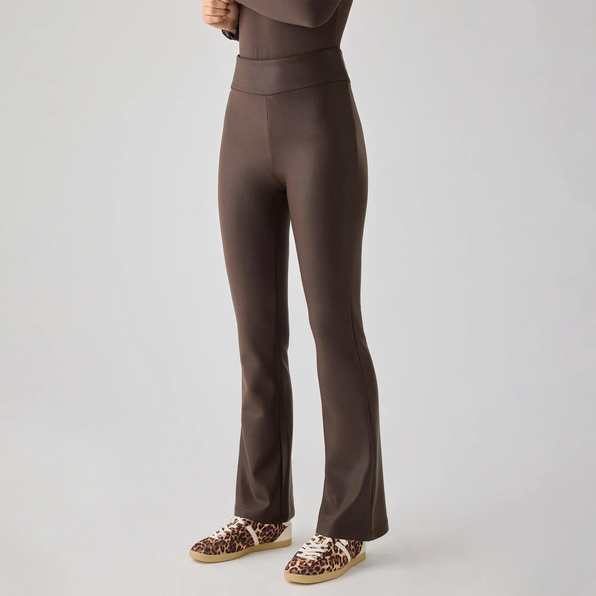 TÉRMICO Leggings efecto piel acampanados marrón chocolate 5/6