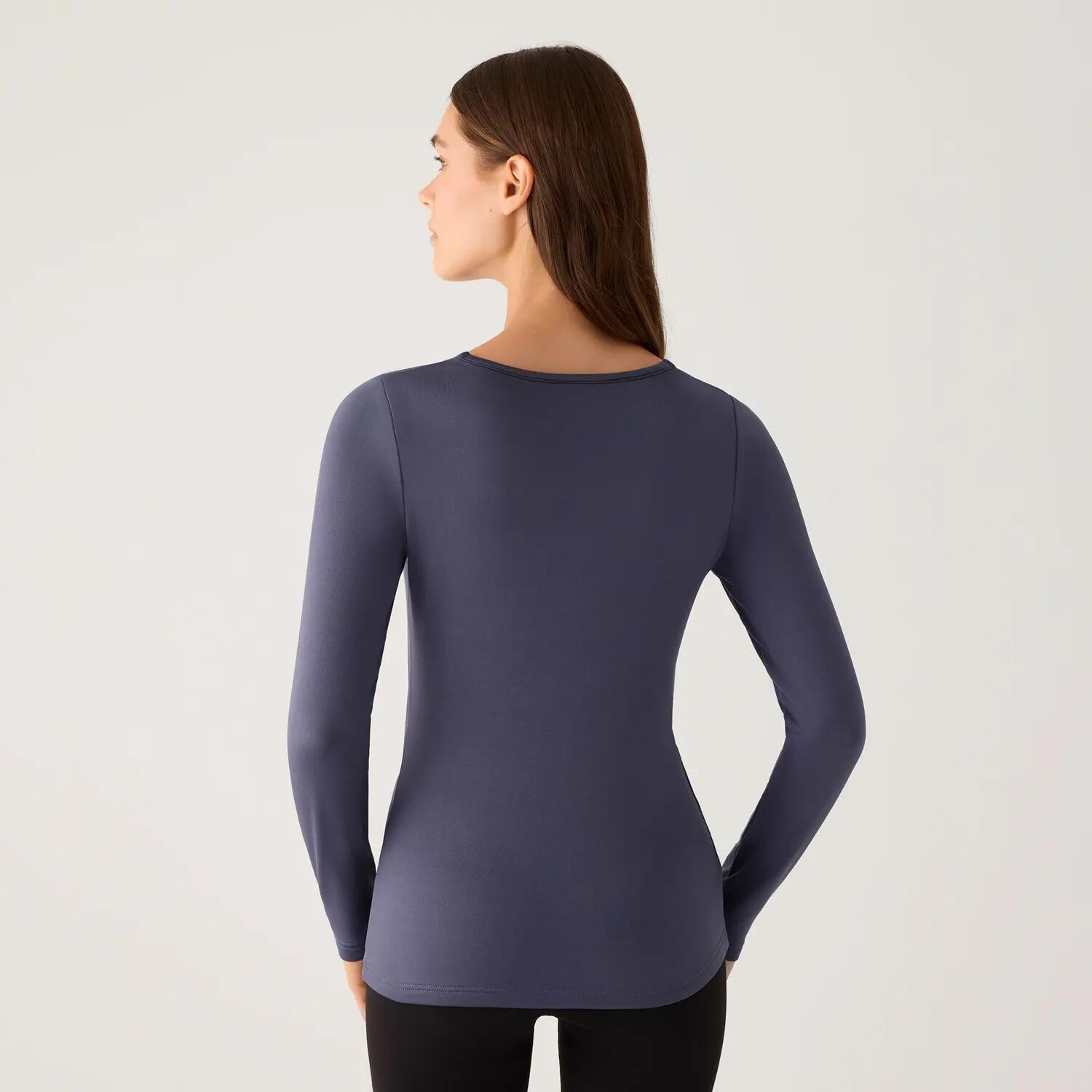 TÉRMICO Camiseta mujer manga larga escote V con encaje marino 2/5