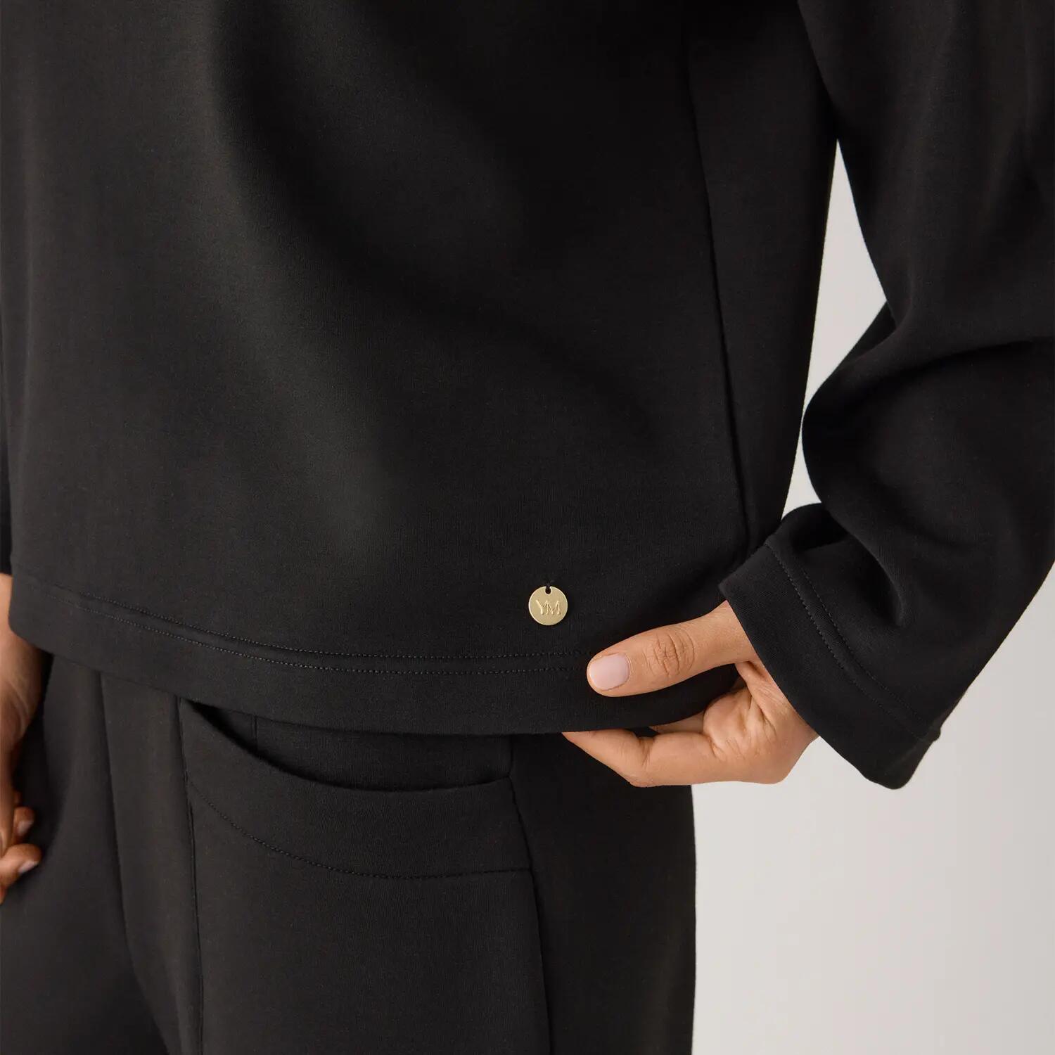Sweat à capuche noir en polaire à manches évasées 7/7