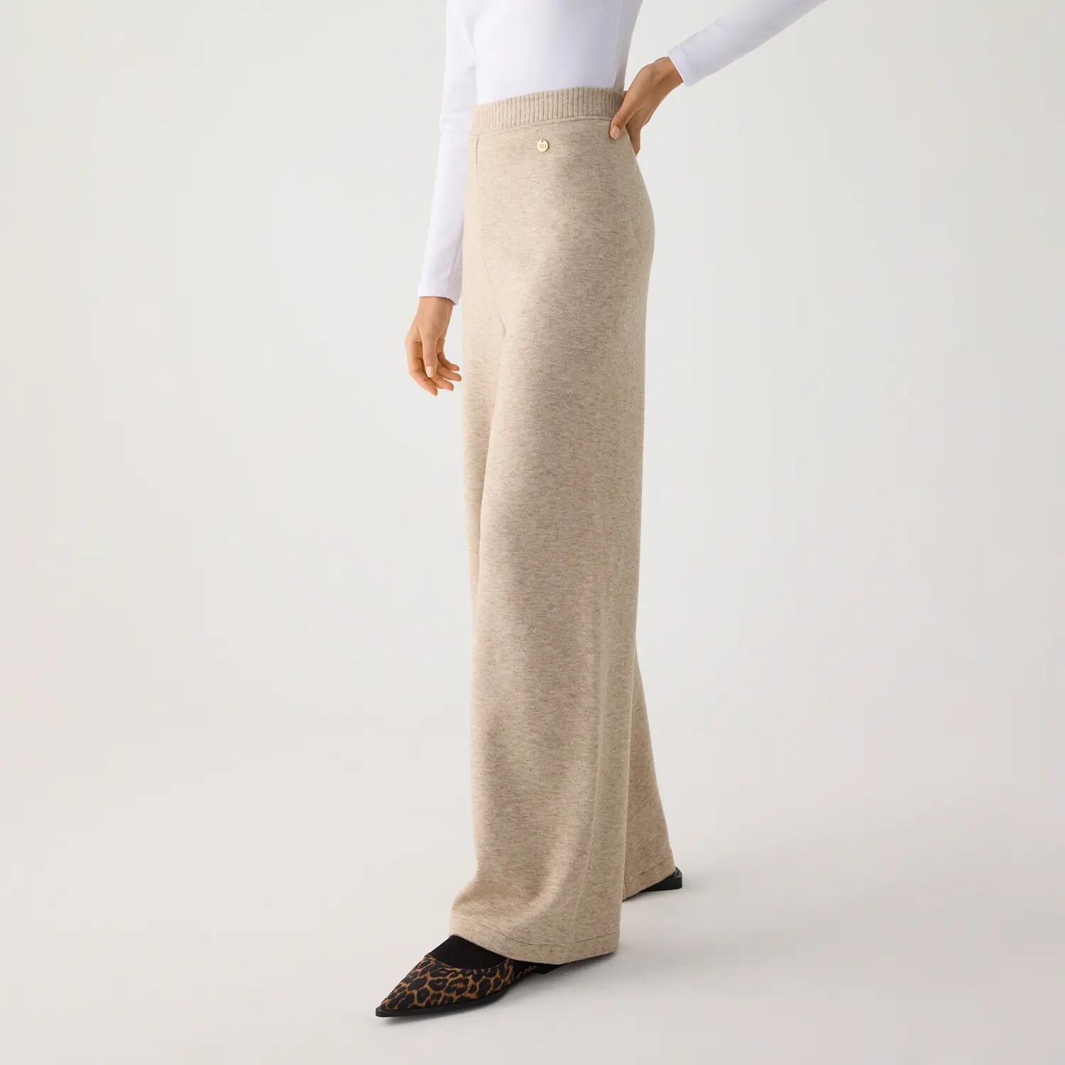Pantalones anchos cálidos tiro alto beige 6/7