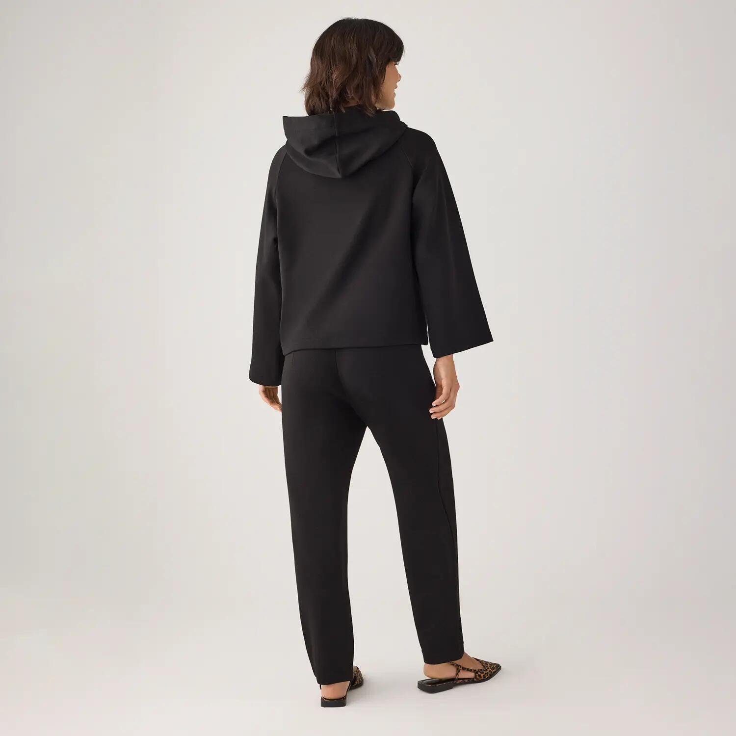 Sweat à capuche noir en polaire à manches évasées 4/7
