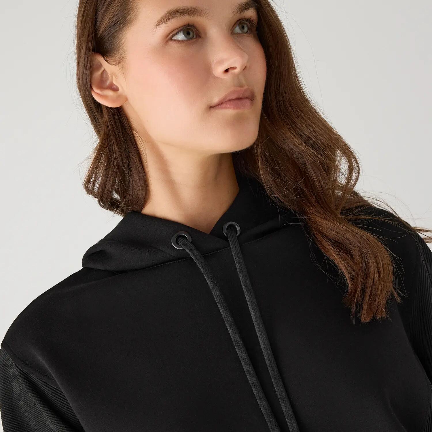 Sweat à capuche en polaire noire 3/7