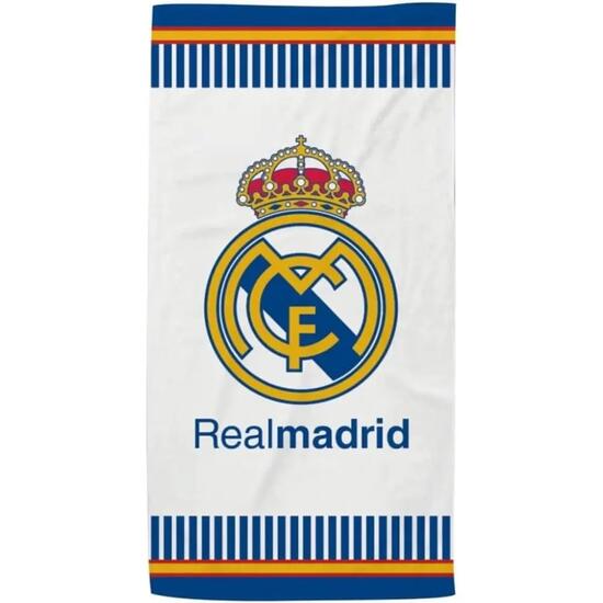 Biały ręcznik z herbem Real Madrid