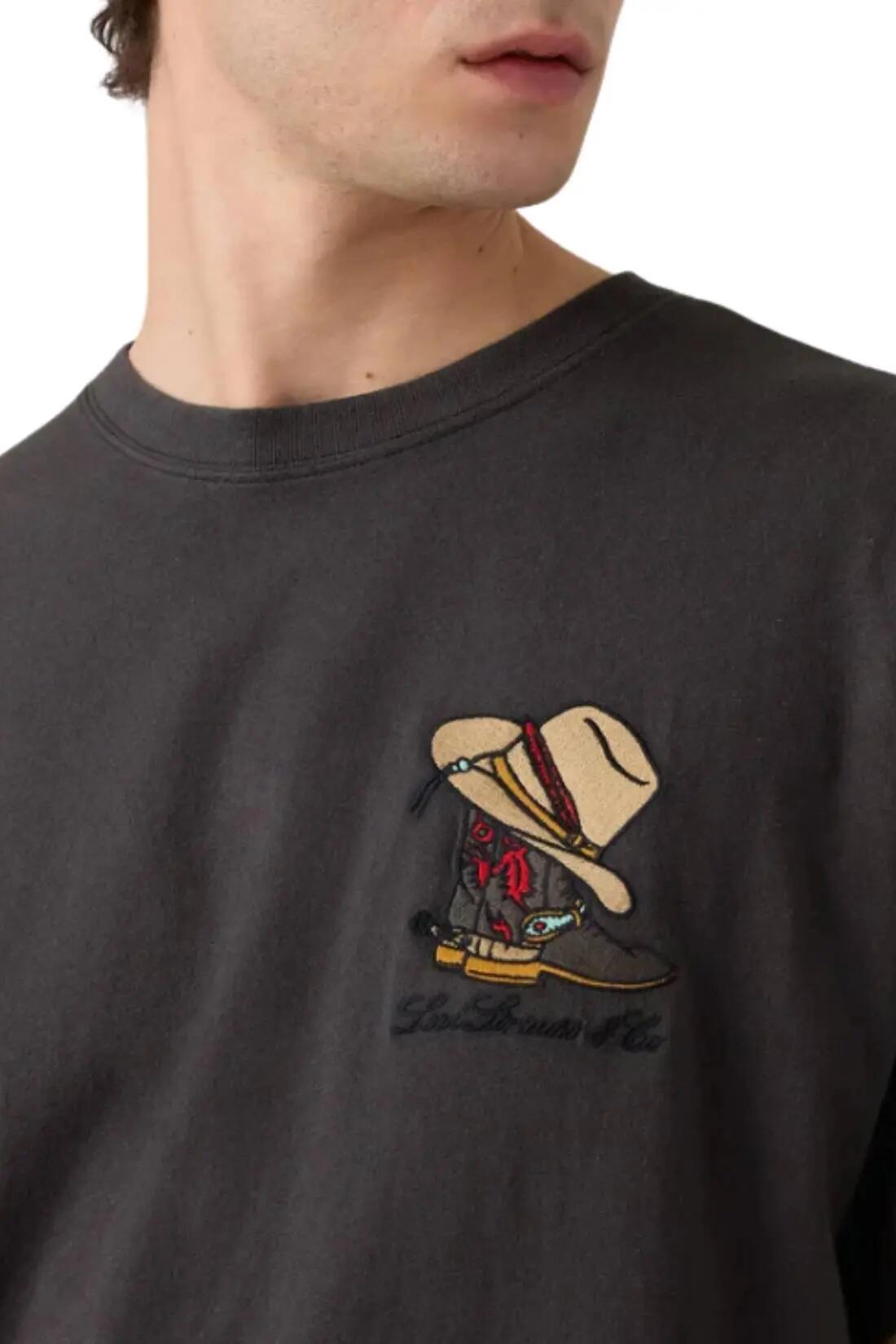 T-shirt - casual - Uomo - Relaxed fit con stampa cowboy - Nero 3/4