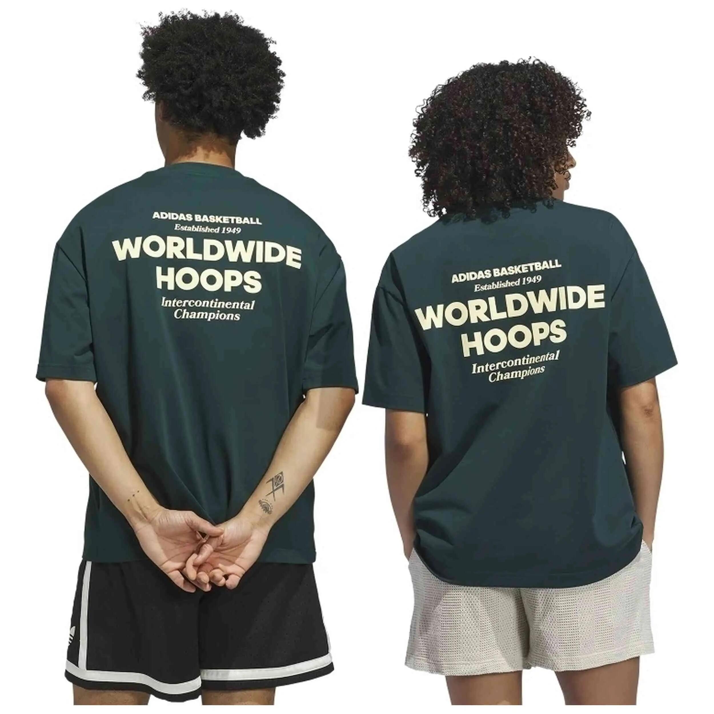 T-shirt Adidas modèle Adidas Worldwide Hoops GFX T-Shirt "Green" pour homme 2/5
