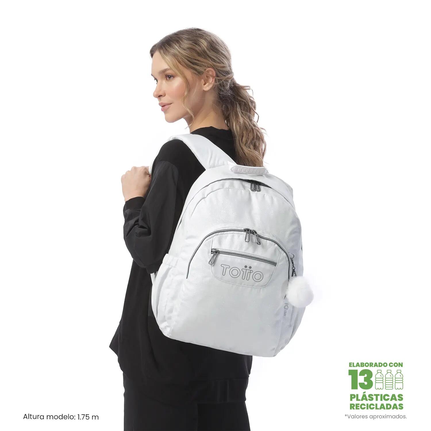 Totto Mochila escolar Acuarela Neo White Poliéster reciclado 34 x 44 x 14 cm 2/5