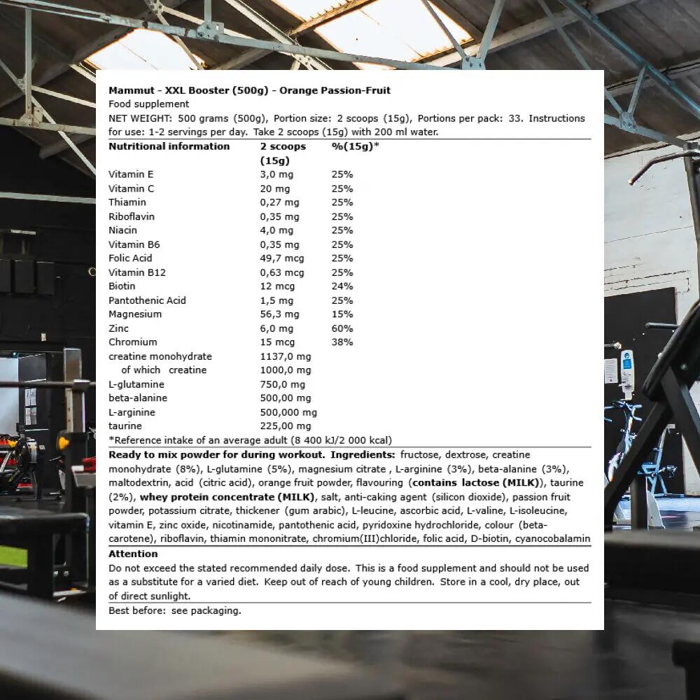 Mammut XXL Booster (500g) Orange Passion-Fruit - Pré-entraînement 3/4