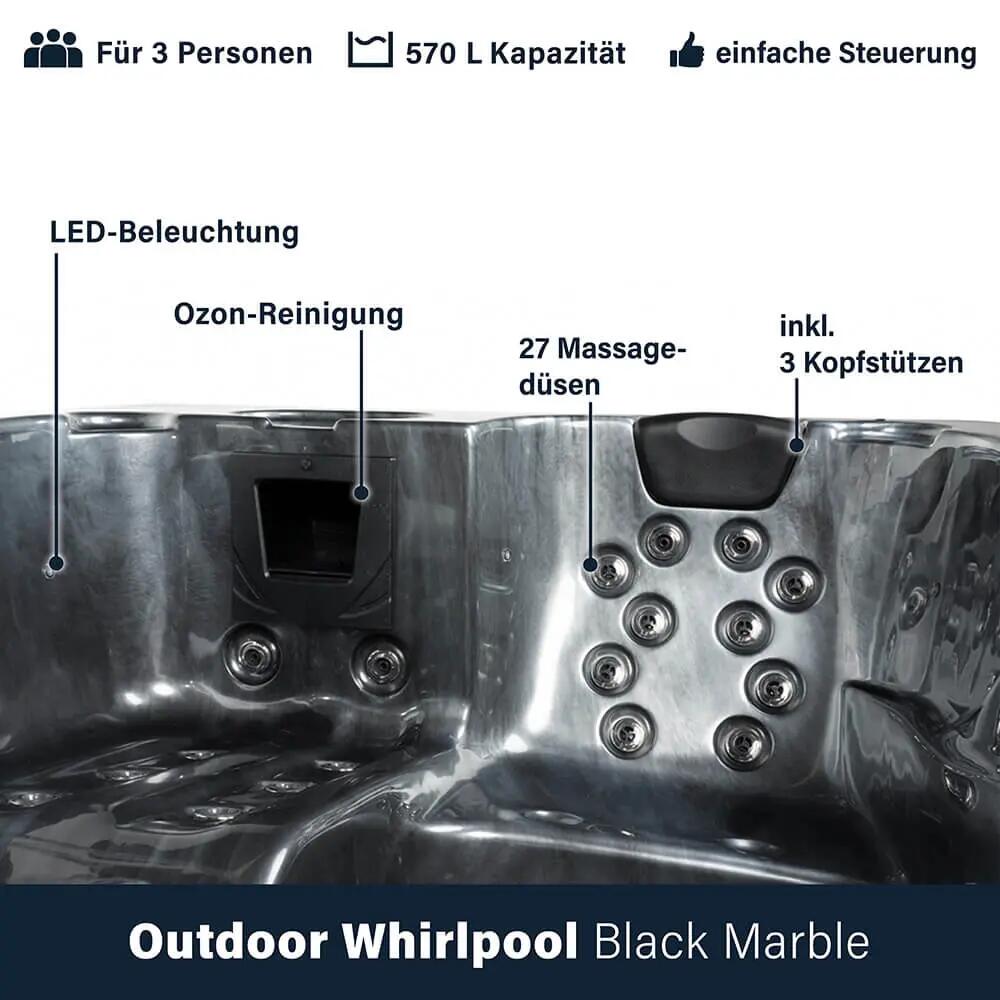 Outdoor Whirlpool BLACK MARBLE With stairs and thermal cover 11/12