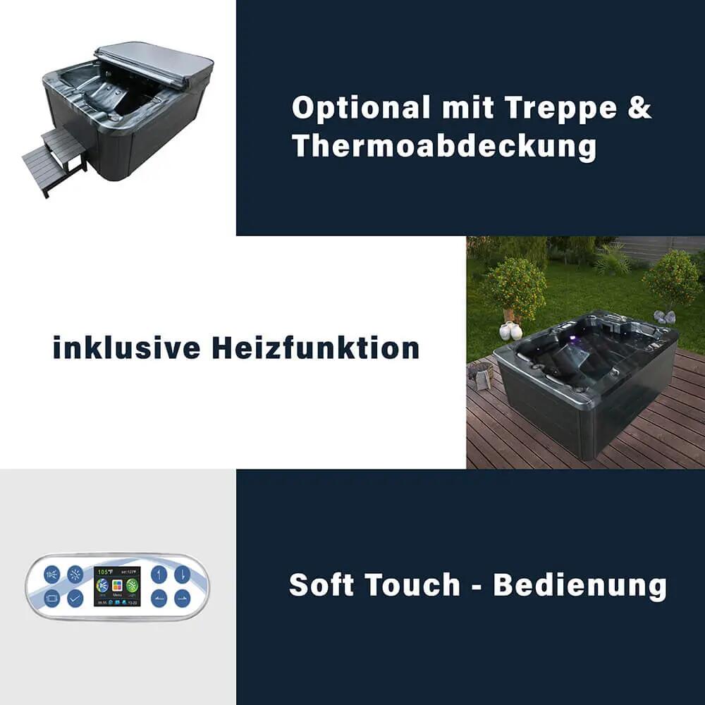 Outdoor Whirlpool BLACK MARBLE With stairs and thermal cover 10/12