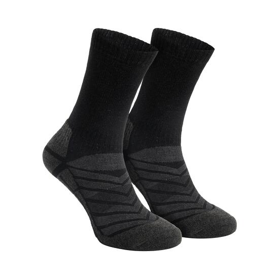 Travelin’ Bran Unisexe – Lot de 2 paires de chaussettes de randonnée – Noir